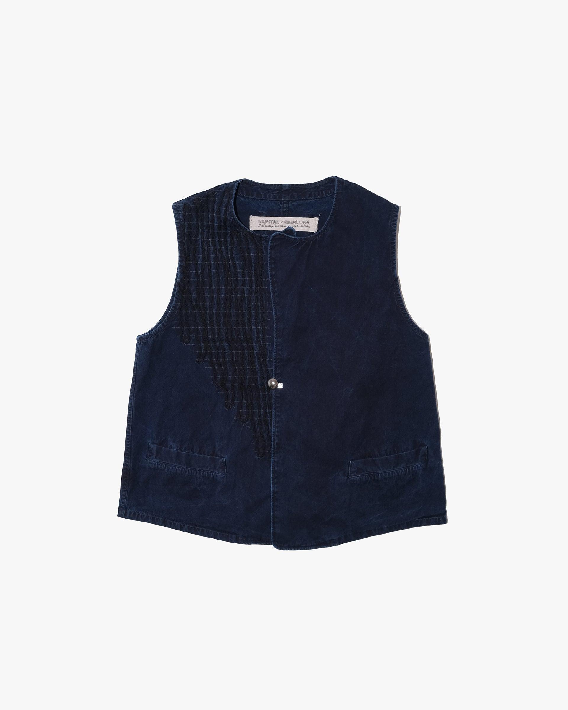 Vest, L, Kapital, Textured Stitching with Concho Button