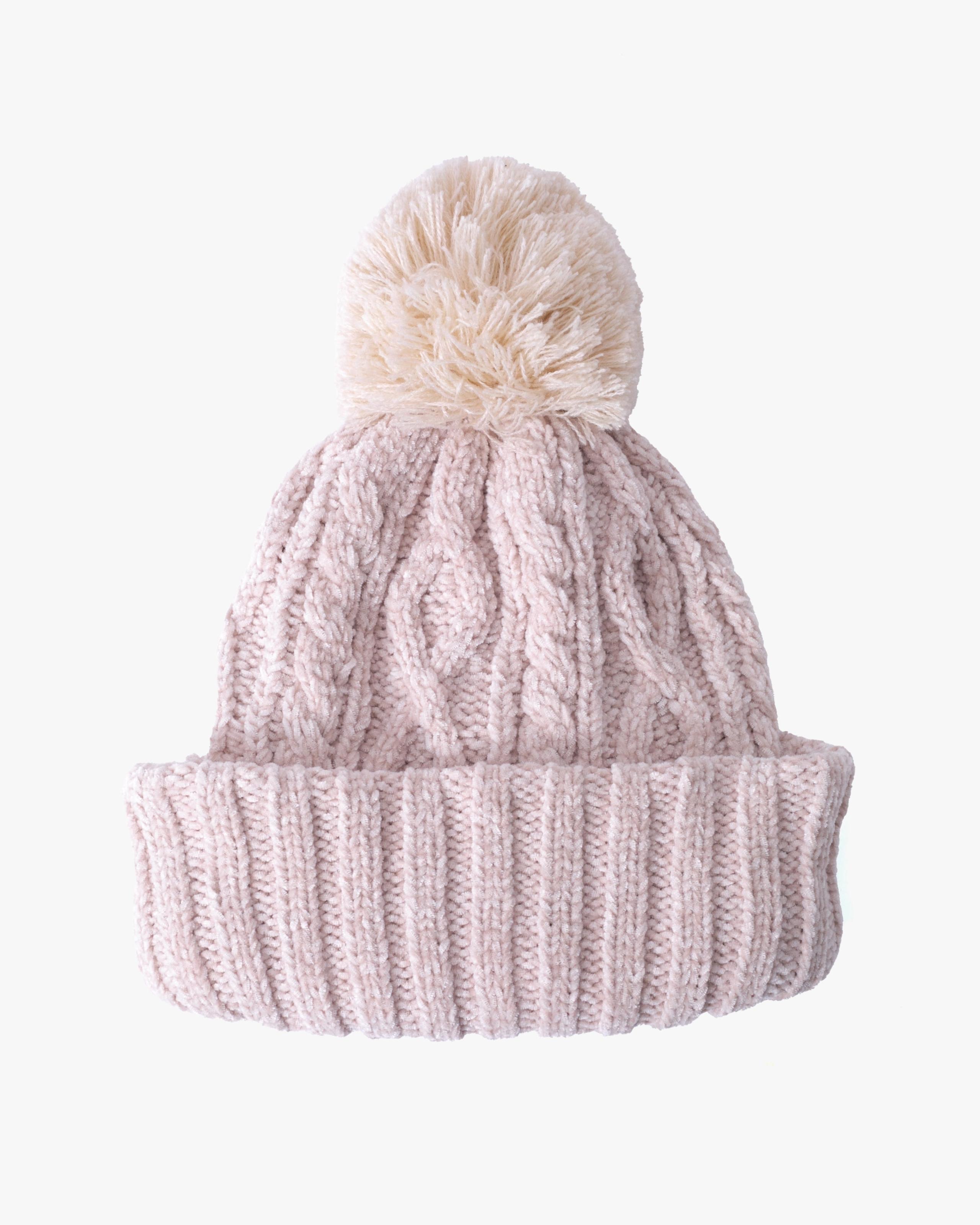 Knit Beanie, Bisque, Cream