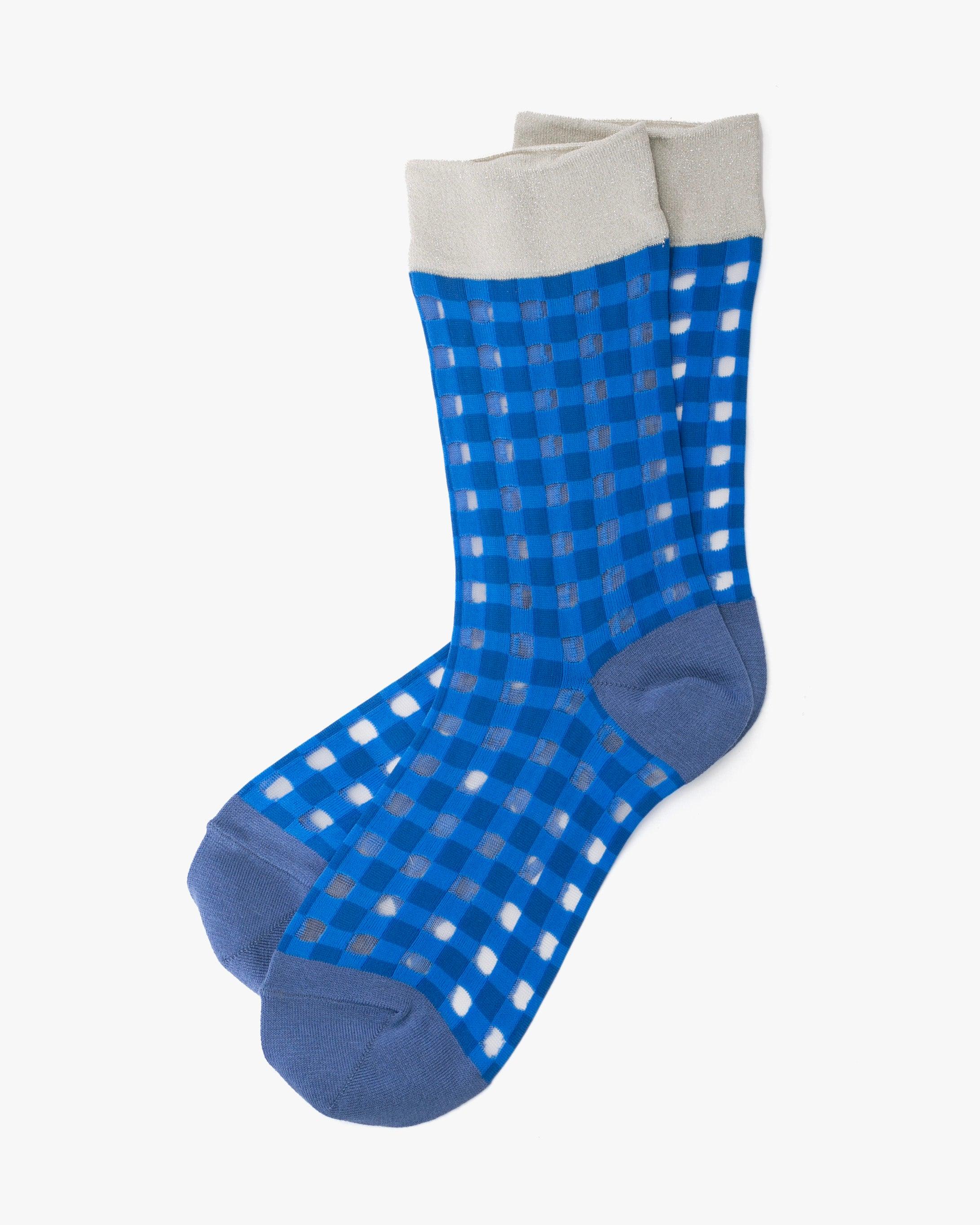 Crew Socks, Andeotte Collection, Gingham Blue