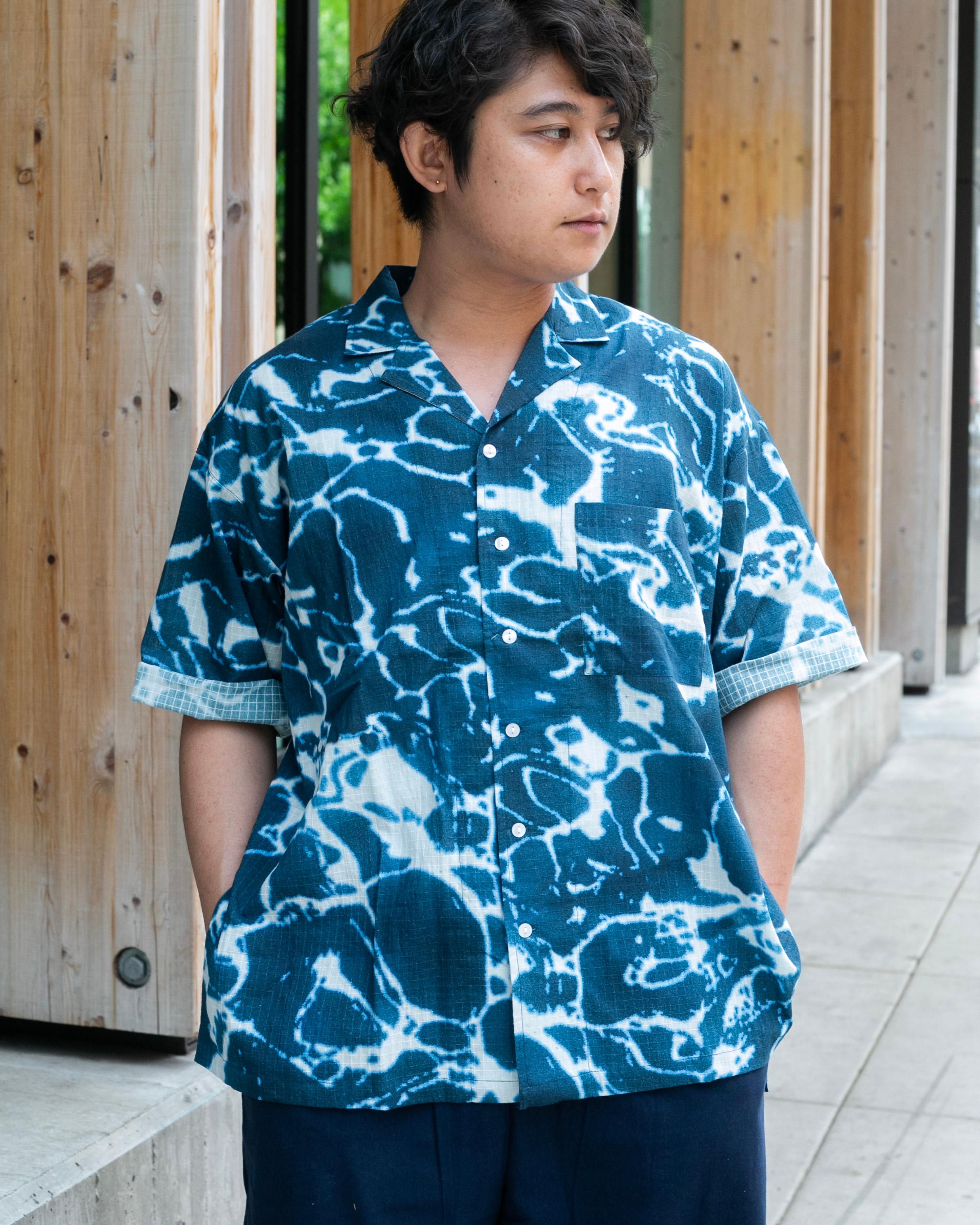 , Short Sleeve Ripstop Button Up Shirt, Ruri