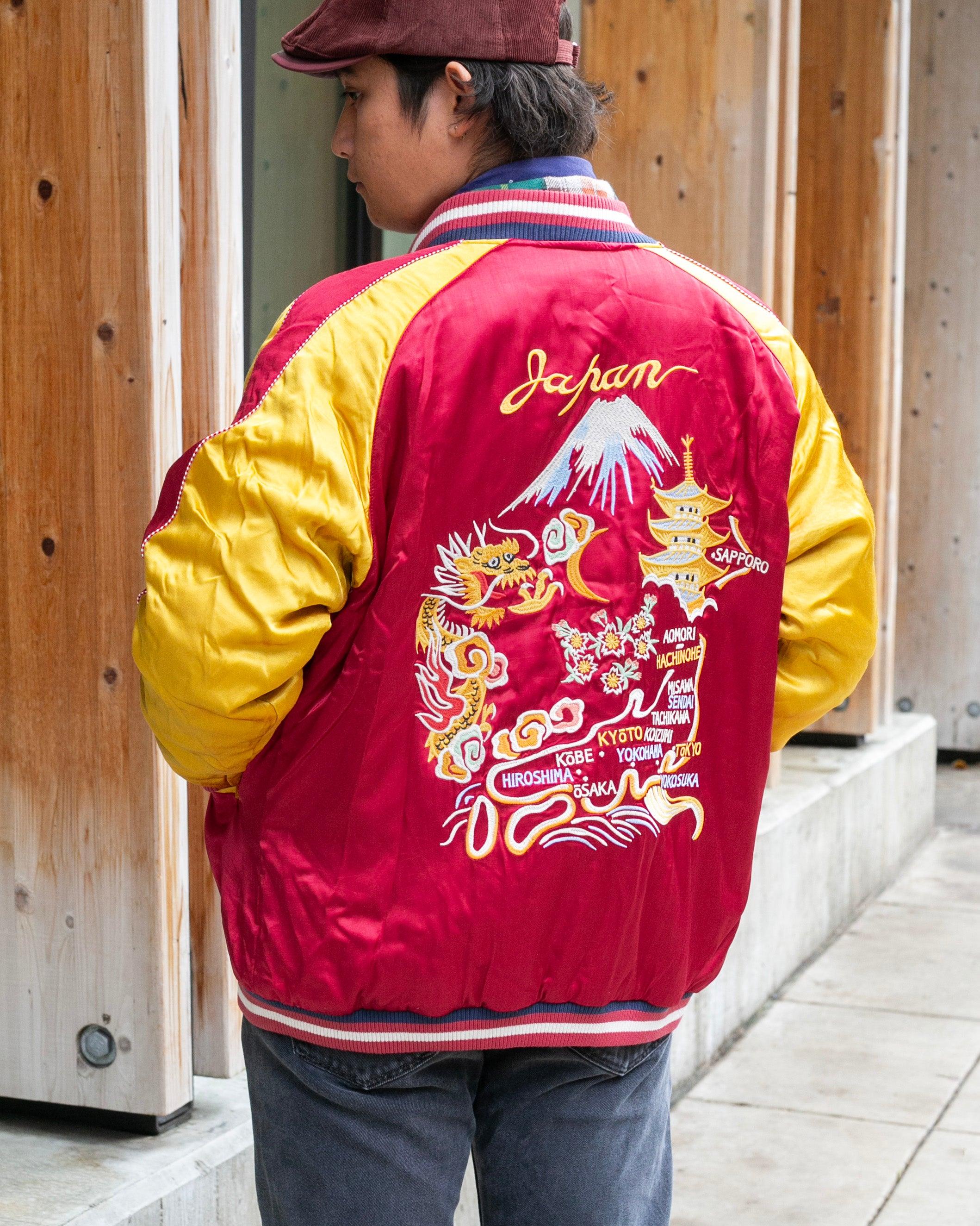 Souvenir Jacket, Red and Yellow Map of Japan - 2XL