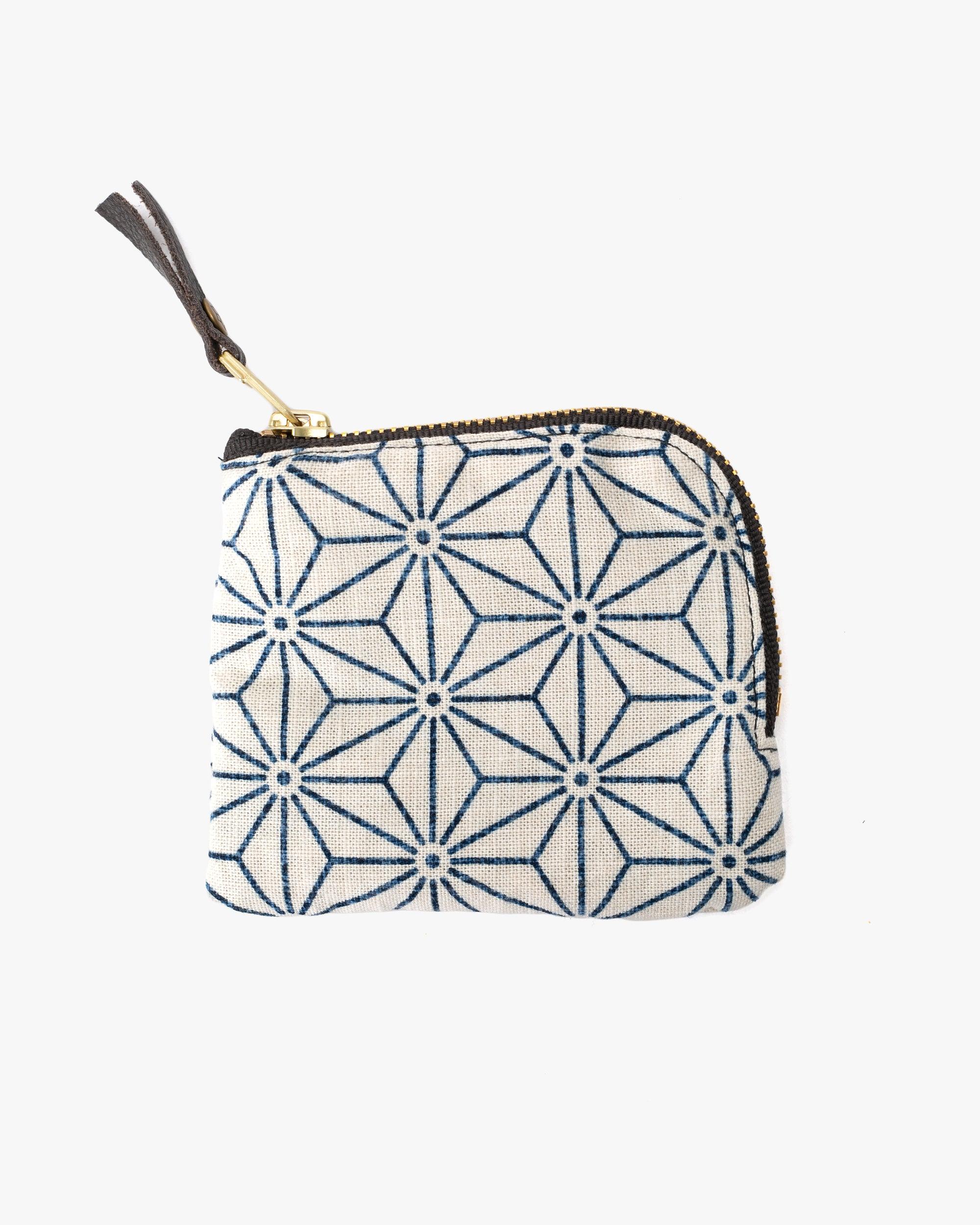 Kiriko Original Zipper Wallet, Cream Asanoha