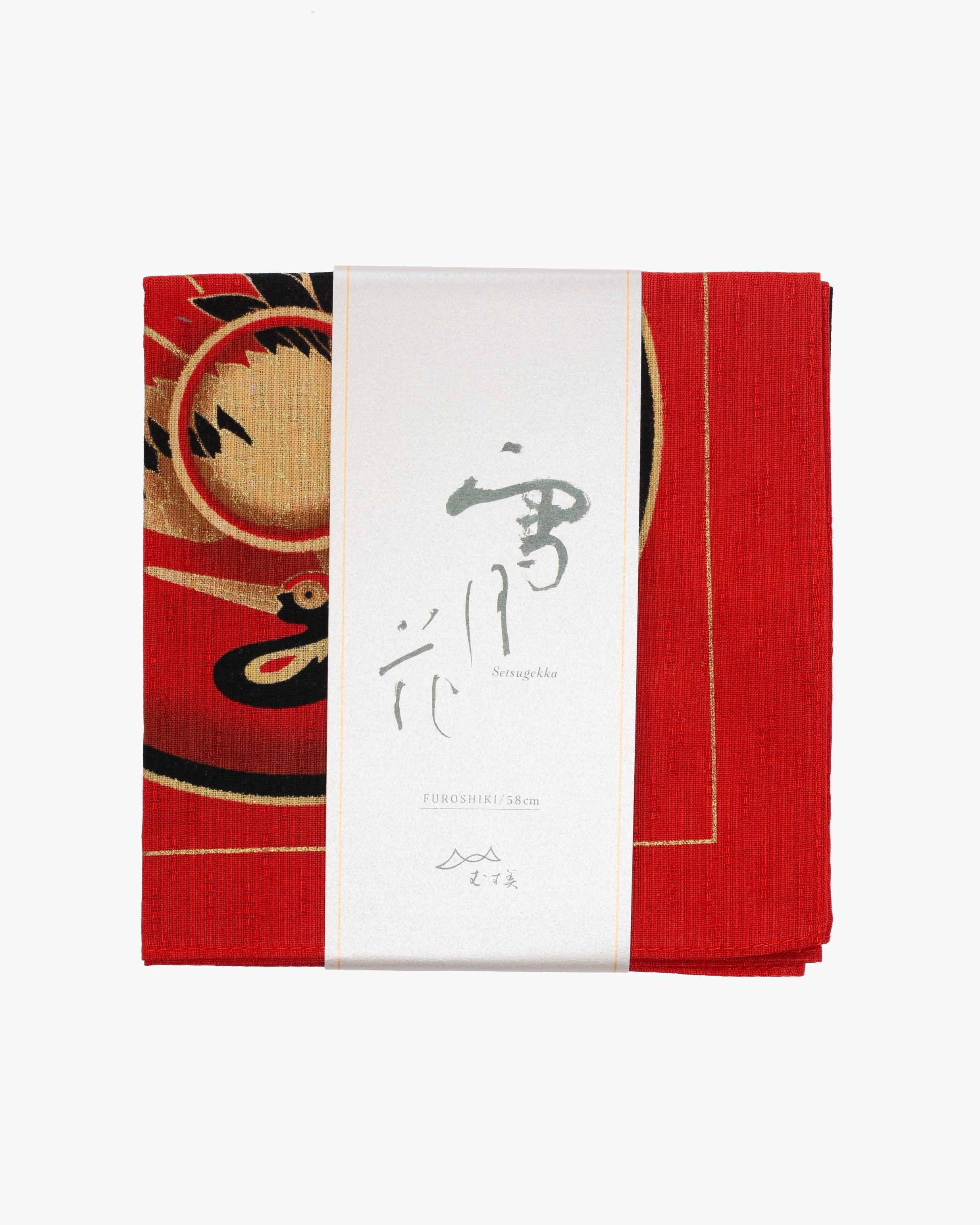 Modern Furoshiki, Musubi, Setsugekka, Japanese Lacquerware, Red 22.75" x 22.75"