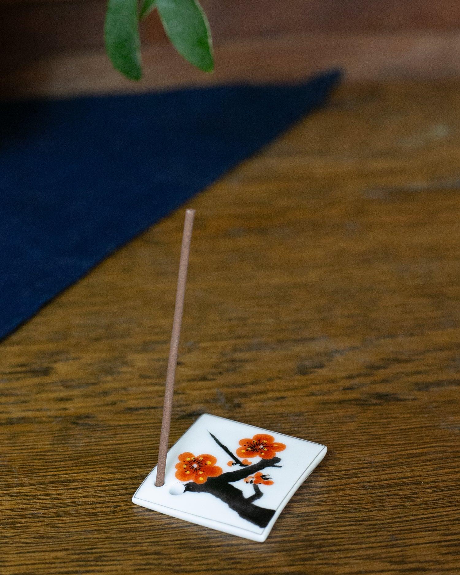 Incense Holder, Porcelain Tile, Flowering Plum