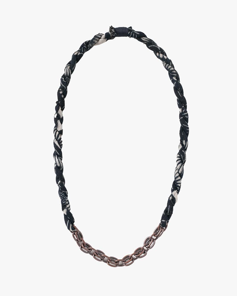 x Kiriko Necklace, Faded Indigo Katazome