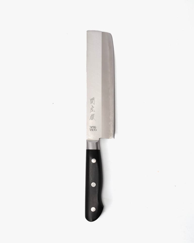 Japanese Knife, Yasuda Hamono, Nakiri, Seki Kotetsu Series, Black Handle