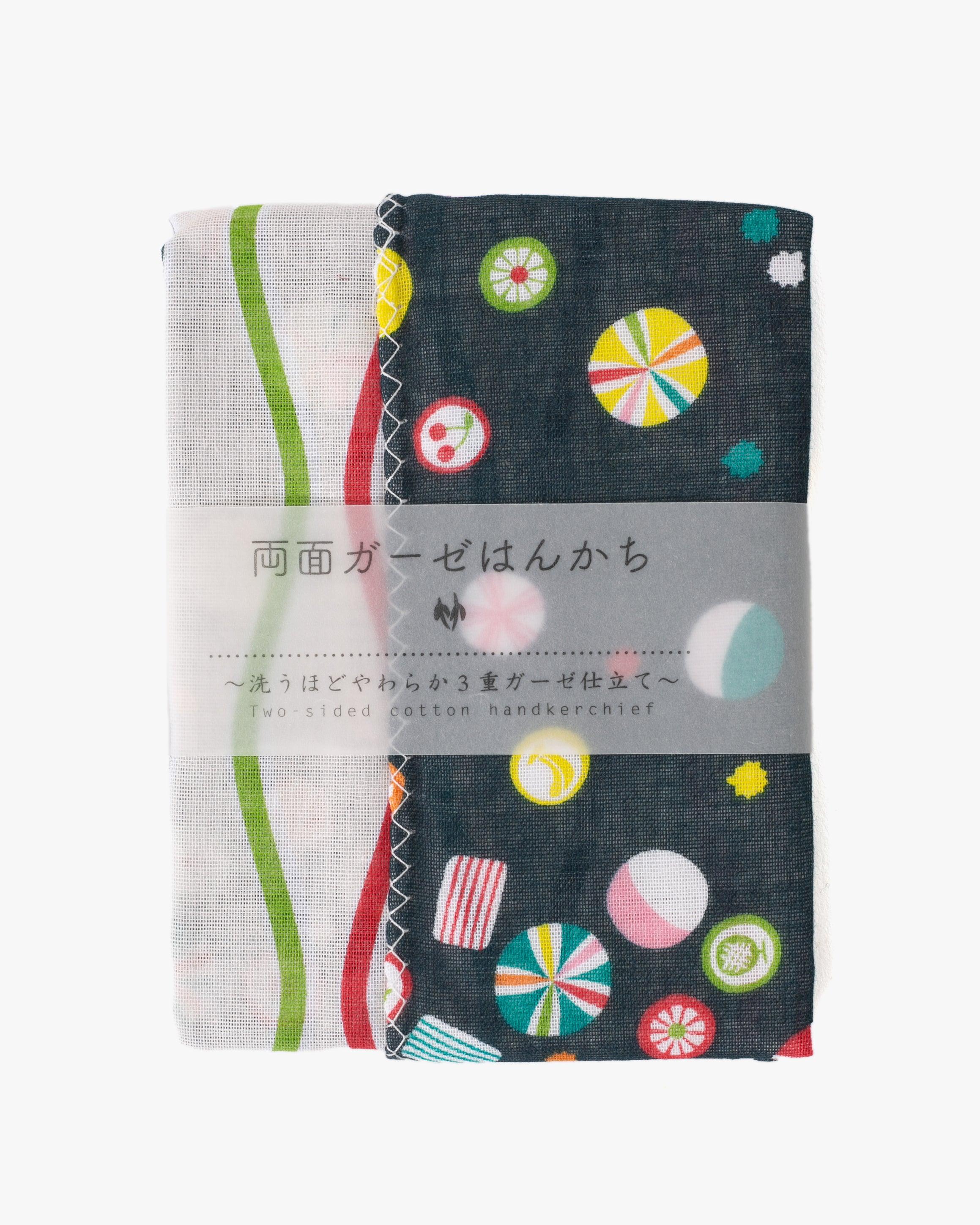 , Two-Sided Cotton Handkerchief, Fruit Candy and Multi-Color Tatewaku
