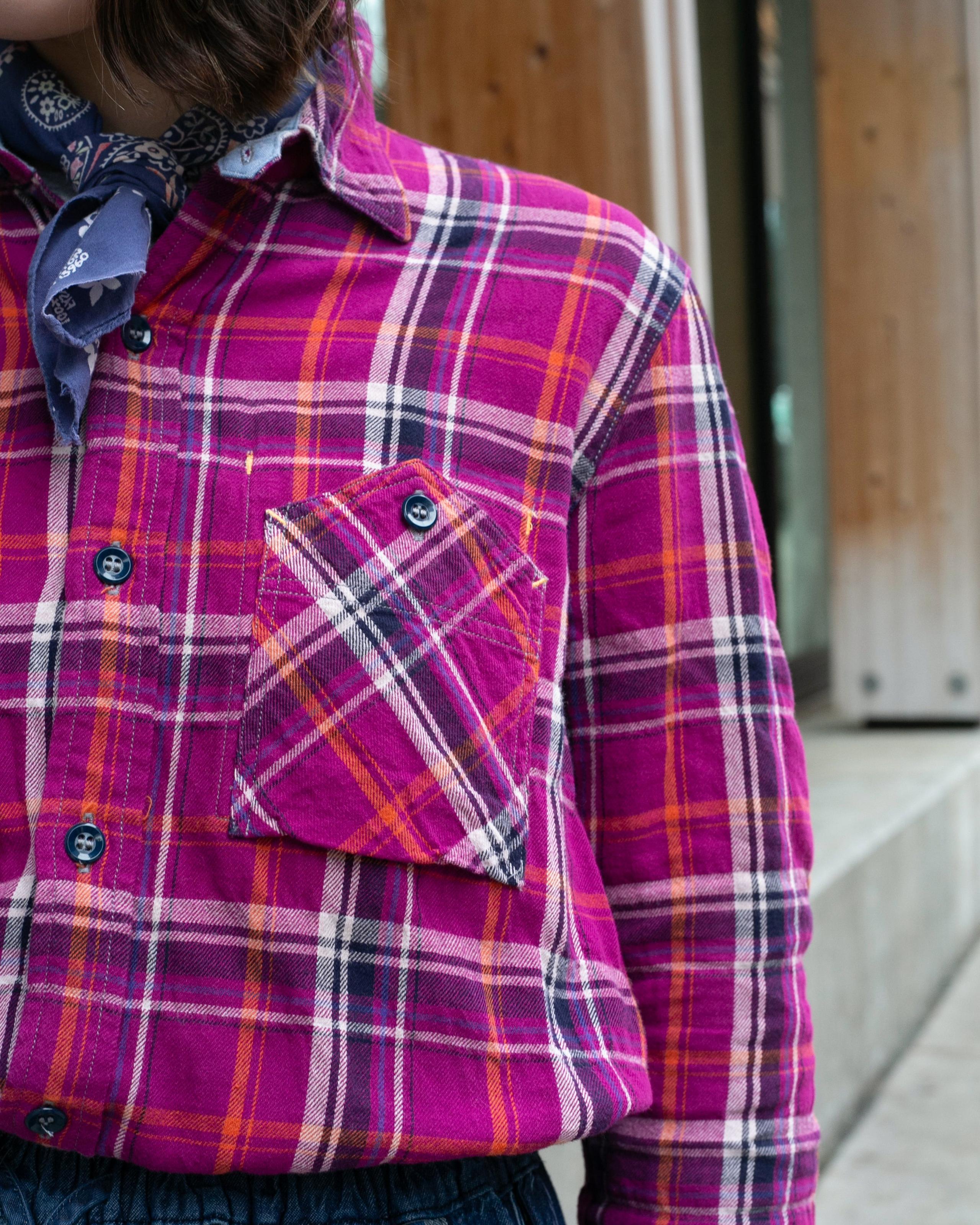 Shirt, M, Gaijin Made, Magenta Plaid