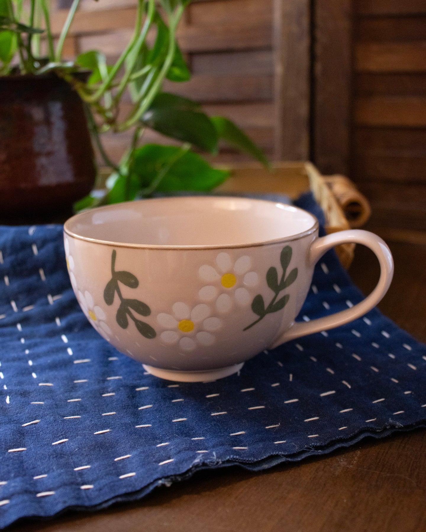 Soup Mug, Bisque, Hanamoe Series, Flowers