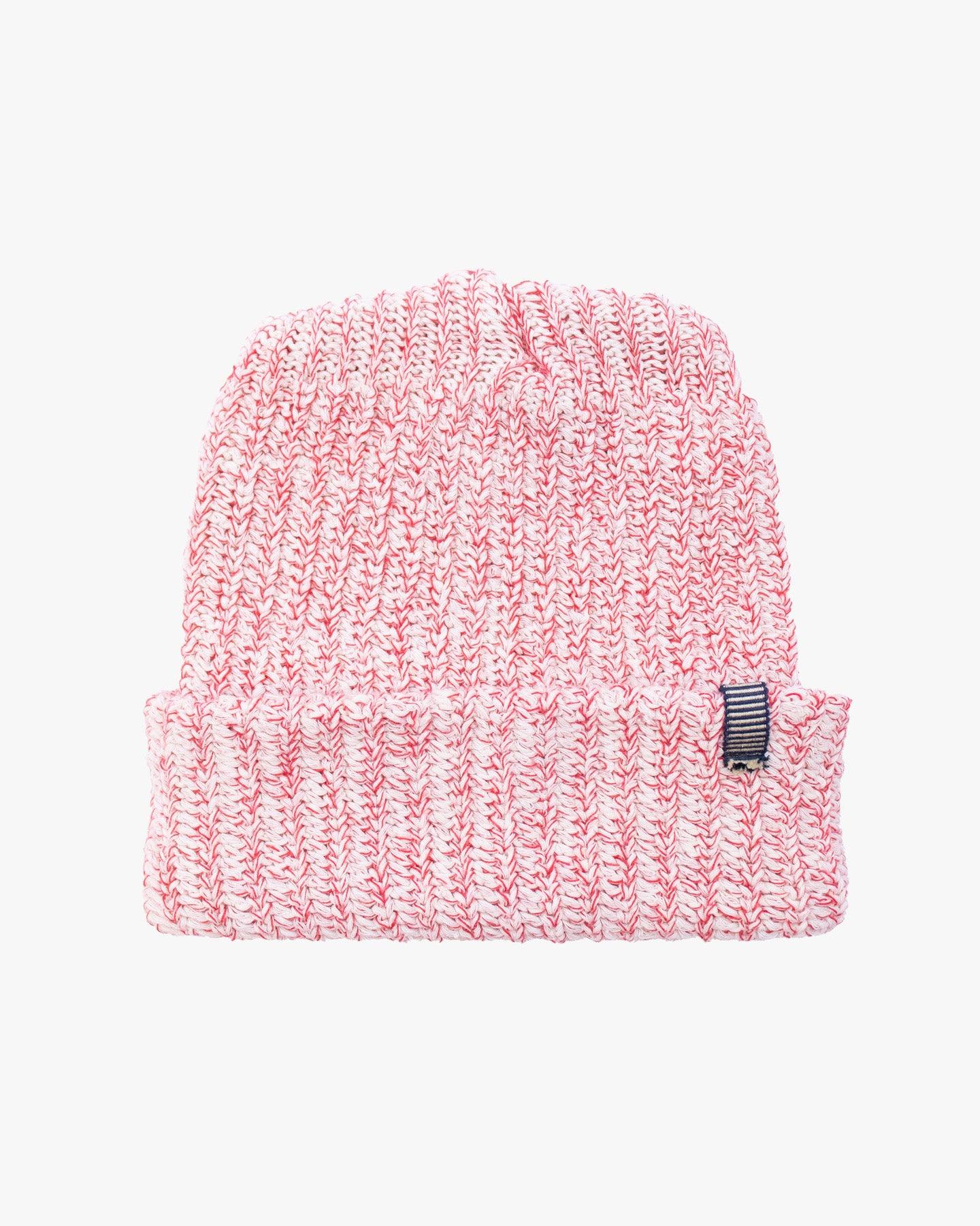 Kiriko Original Knit Cap, Twist, White and Red, With Sanada Himo, 9˝