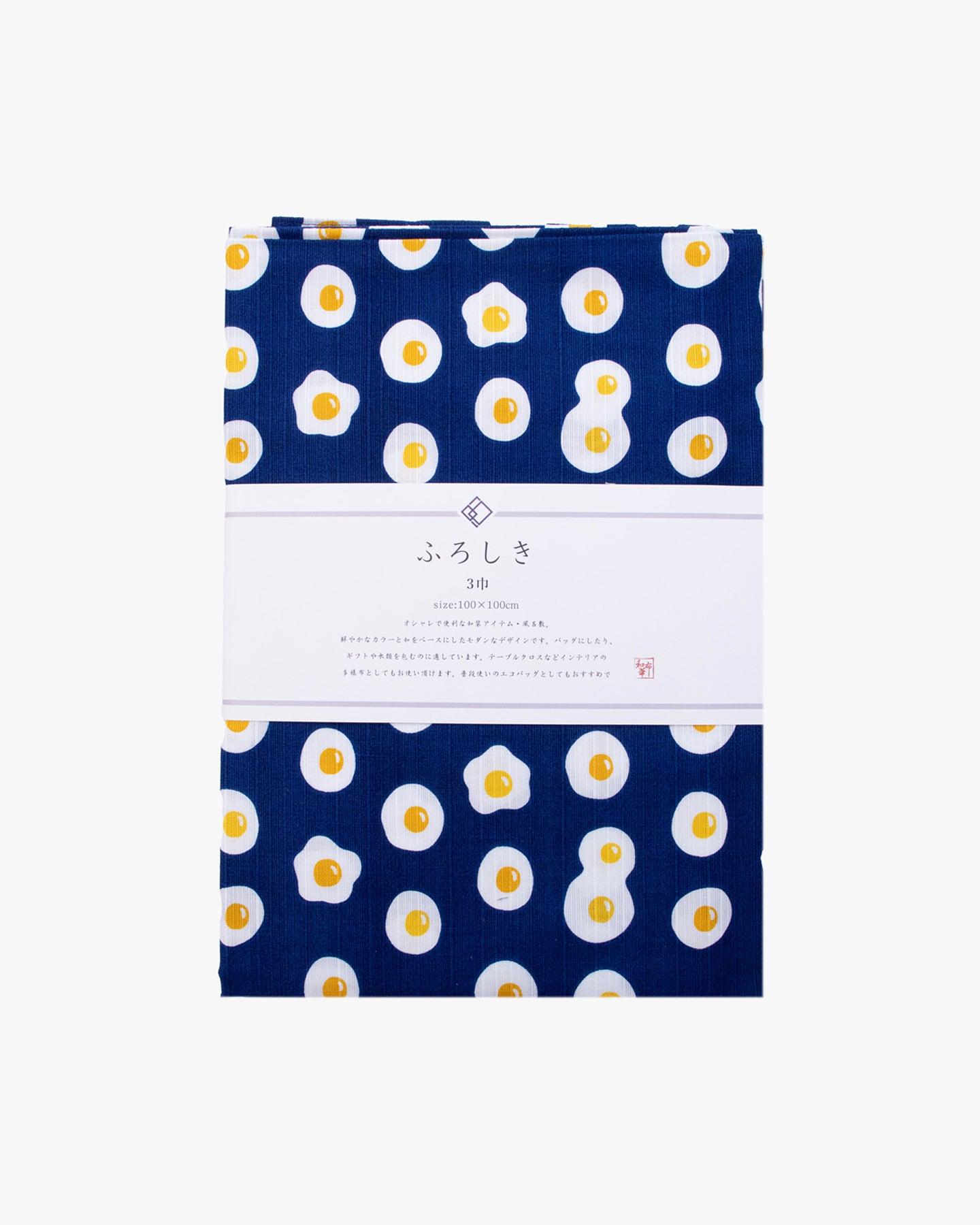 PrairieDog, Furoshiki, Fried Egg, Navy Blue, 39" x 39"