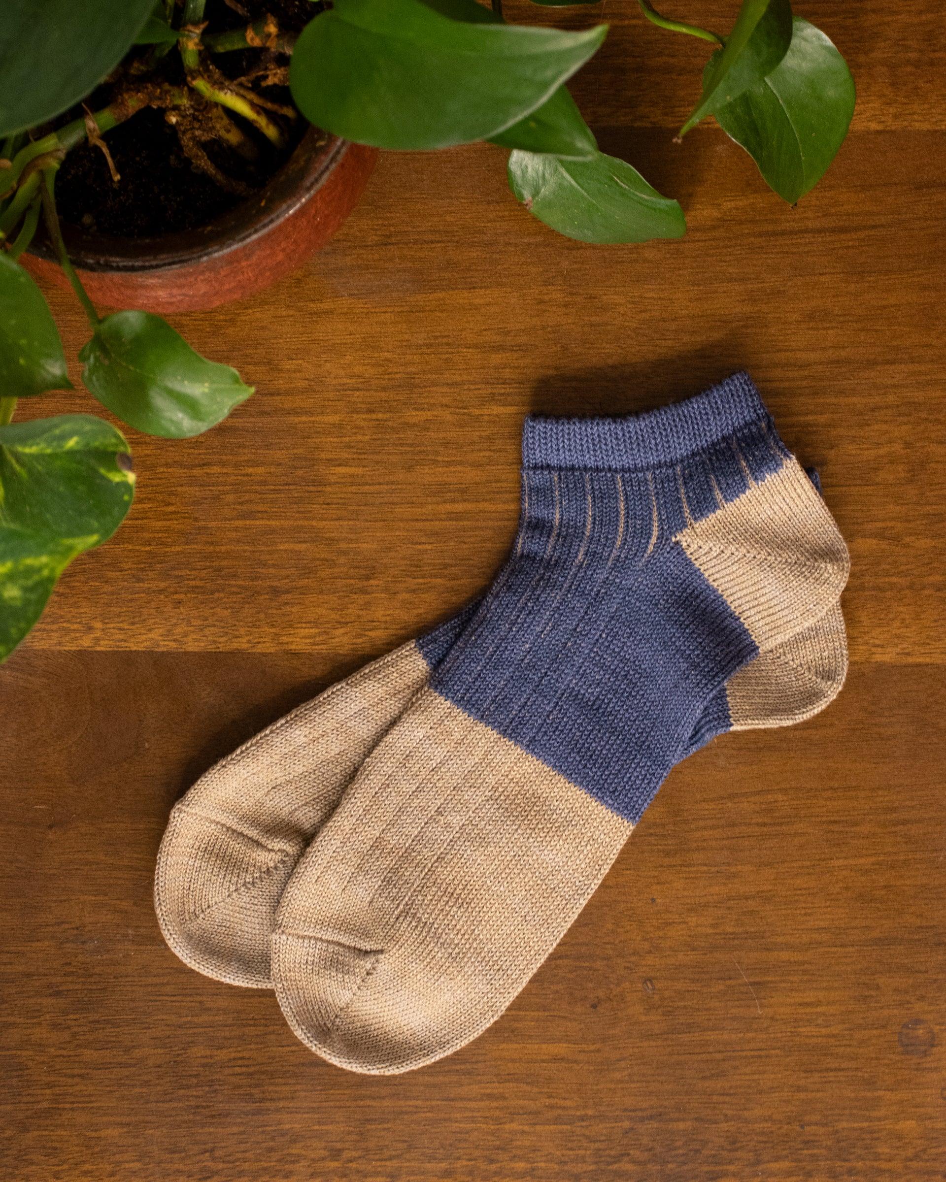 , Ankle Socks, Linen and Cotton, Oslo Blue