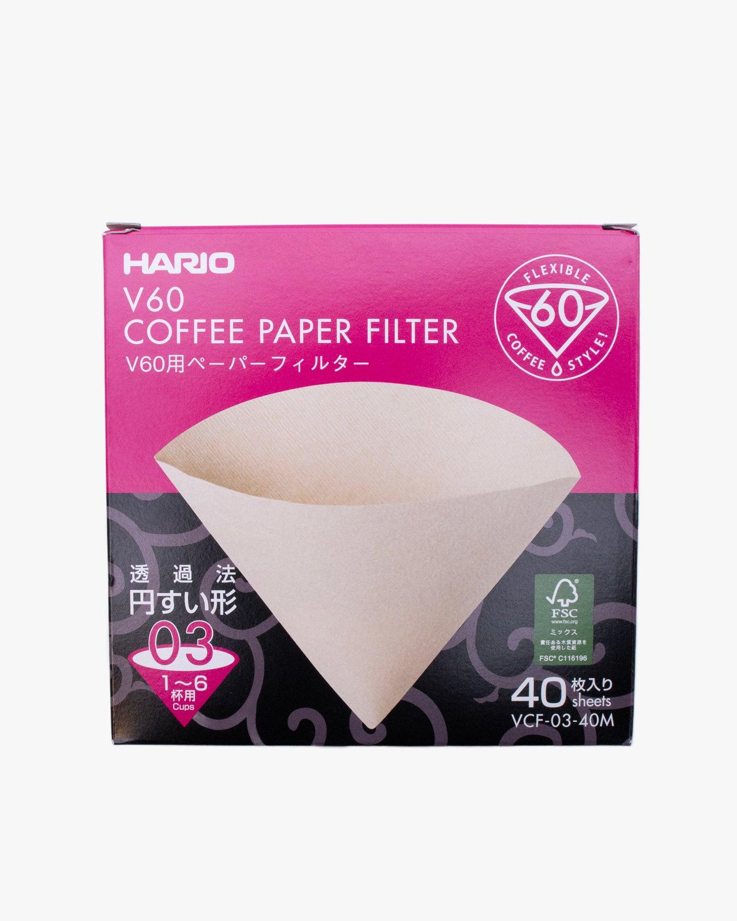 , V60 Coffee Paper Filters, 03 "Misarashi", 40ct Box, Natural
