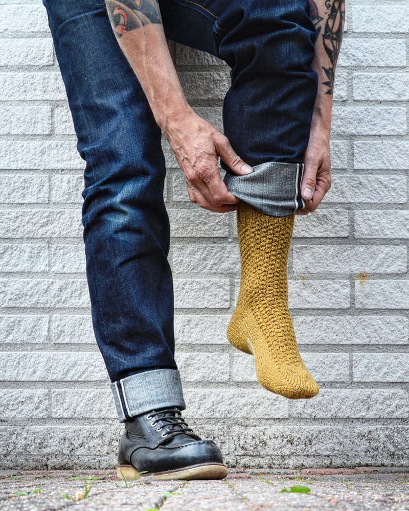 , Boot Socks, Wool Cotton, Boston Mustard