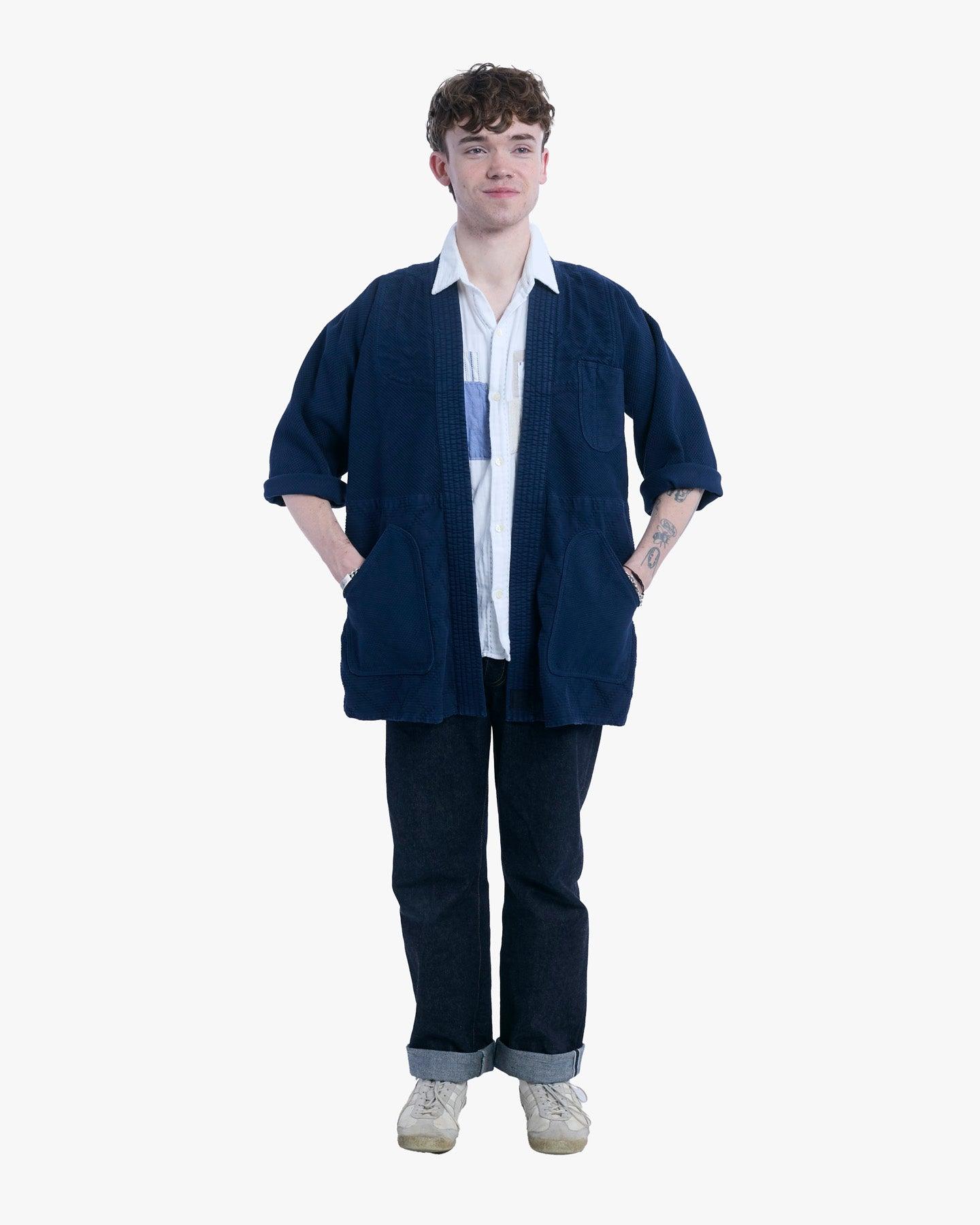 Kiriko Custom Dyed Kendogi Jacket with Pockets, Kokihanada, Sashiori Style B