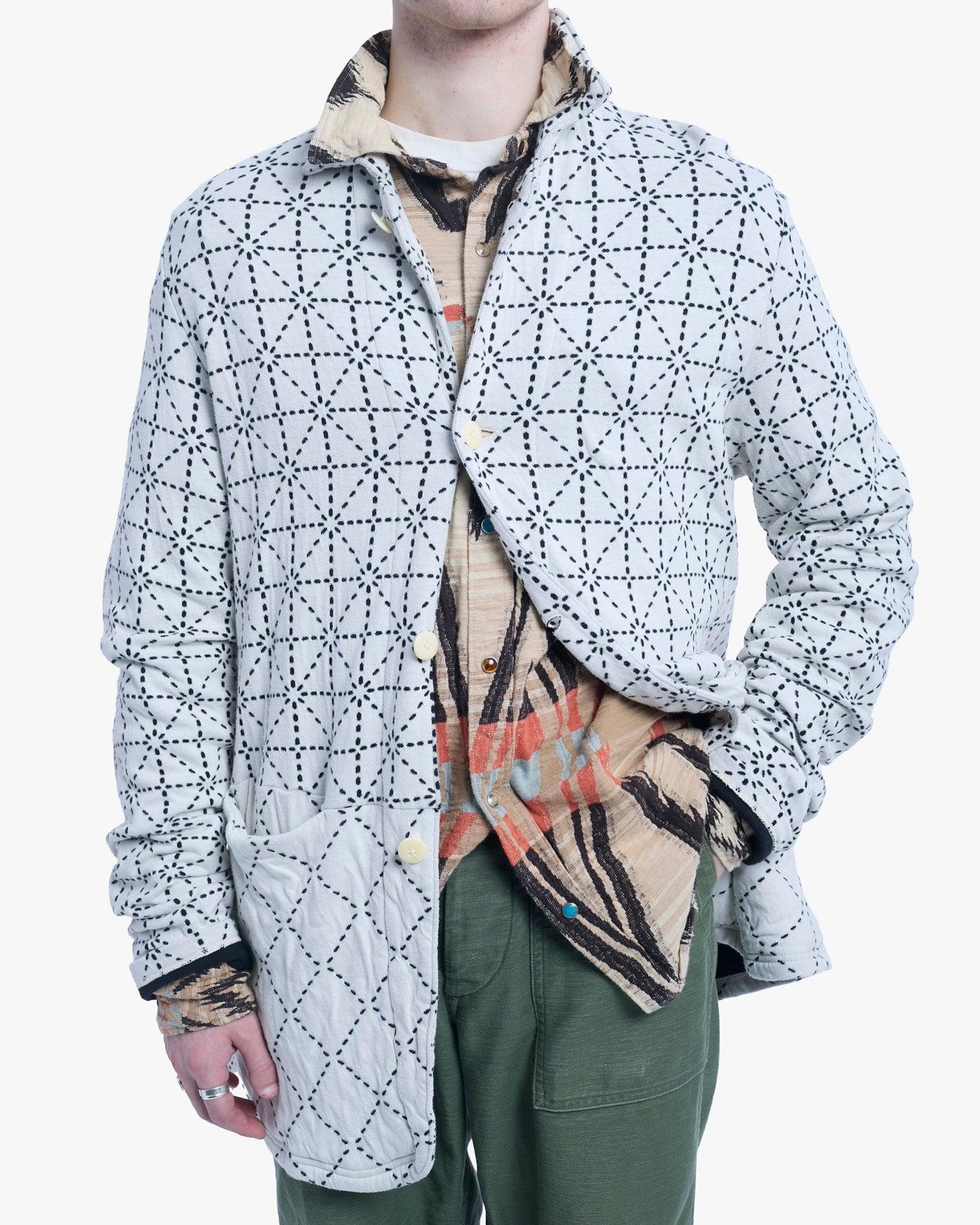 Chore Coat, XL, Kapital, White with Black Geometric Pattern
