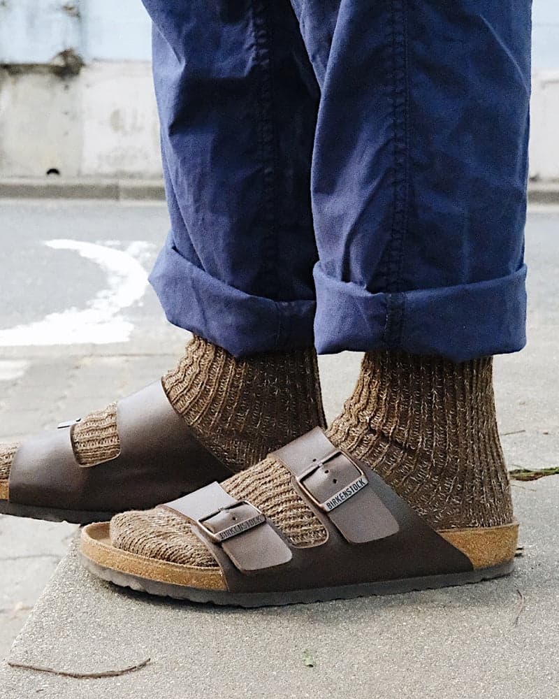 , Crew Socks, Hemp Cotton Ribbed, Boston Khaki