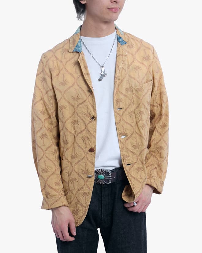 Shirt, L, Kapital, Burnt Orange with Palm Trees