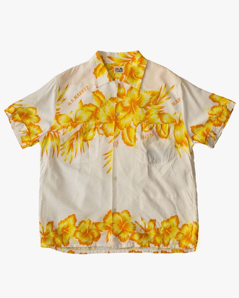 Shirt, Aloha Short Sleeve, Seilin Brand, Orange Floral - S
