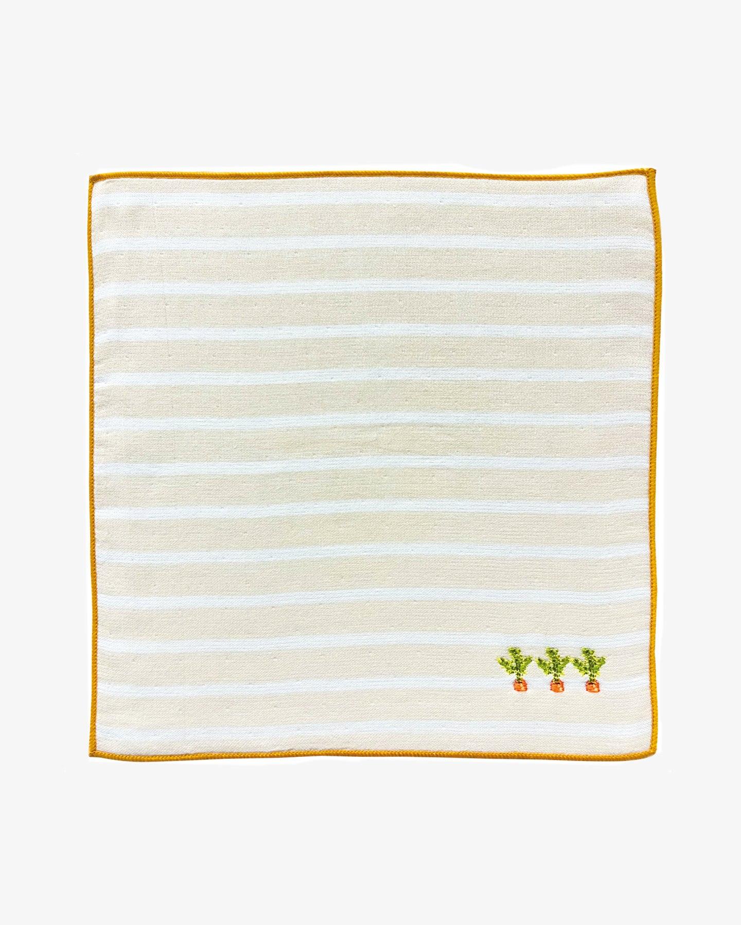 PrairieDog, Embroidered Gauze-Pile Handkerchief, Carrot Striped