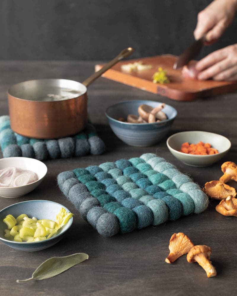 , Lagoon Recycled Wool Felt Dot Trivet