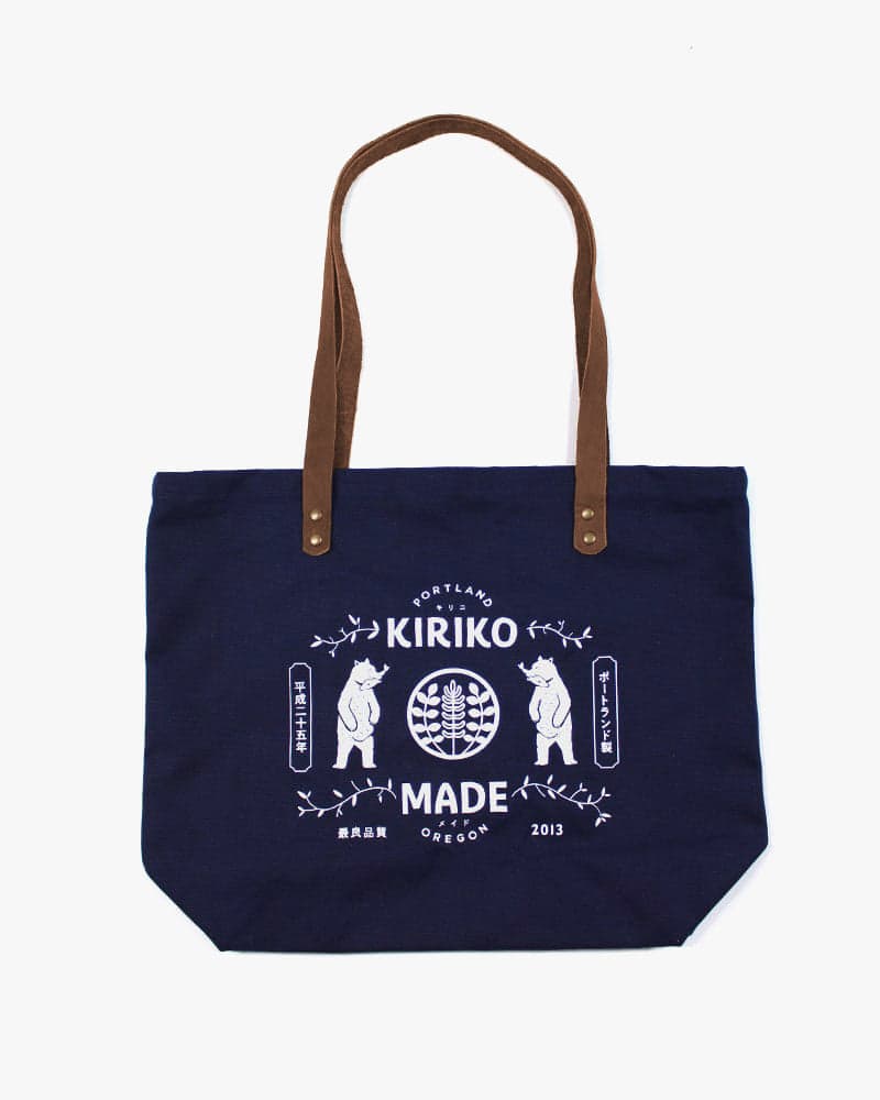 Kiriko Original Large Tote Bag, Canvas, Navy Bear
