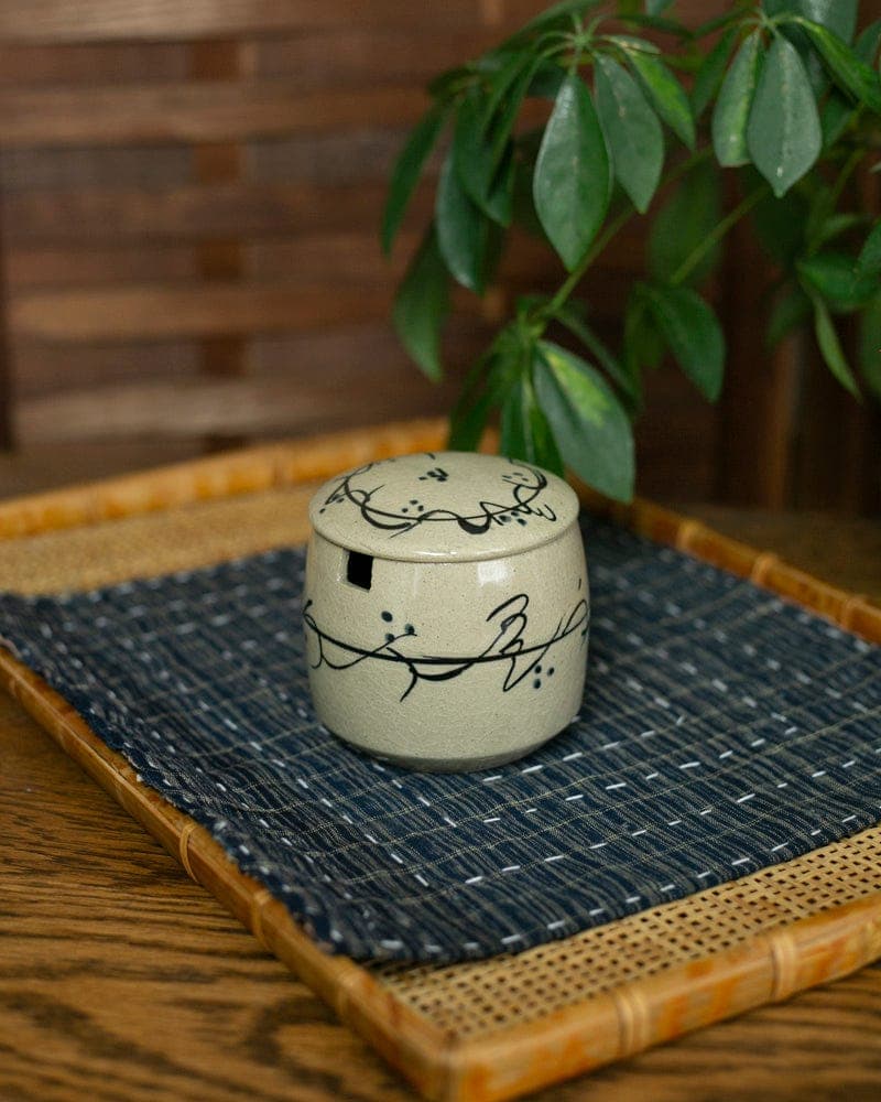 Yaki Spice Container, Cream with Black Accents