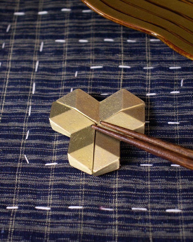 Brass Chopstick Rest, Crystal, Set of Three