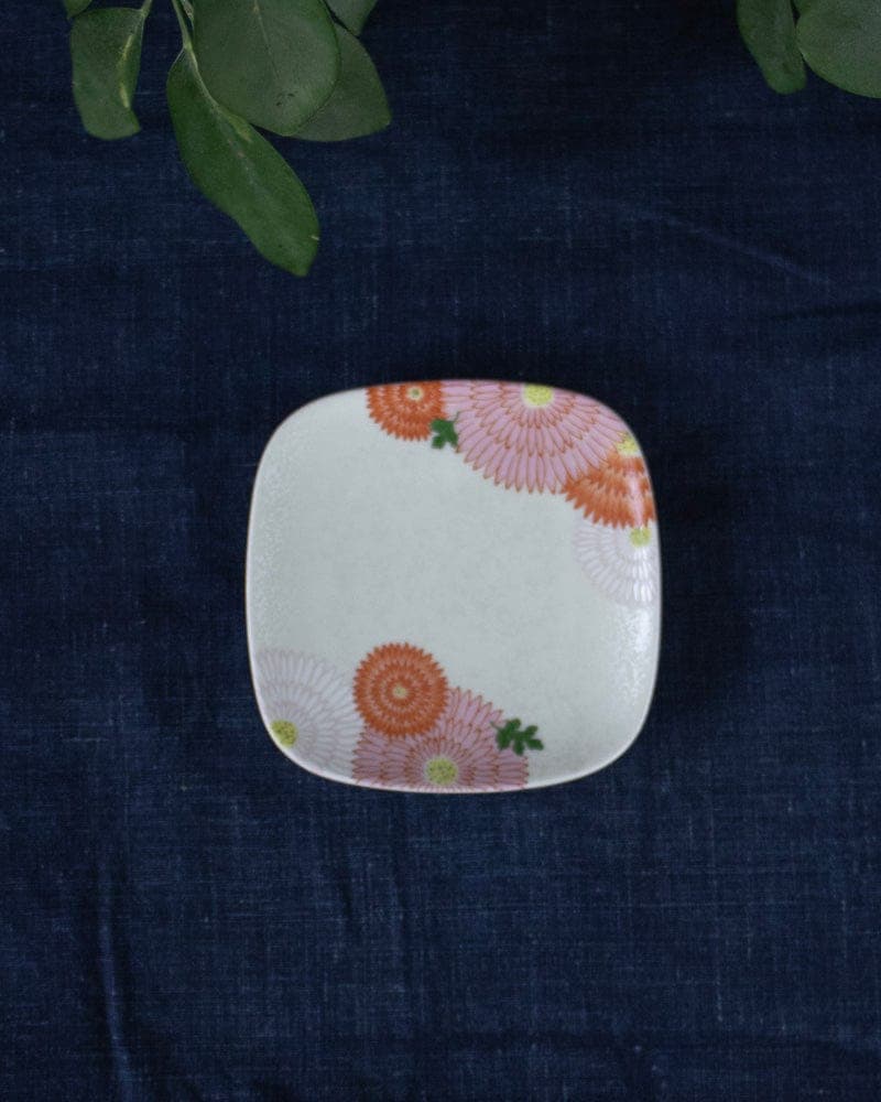 Small Plate, Square Chrysanthemum Plate