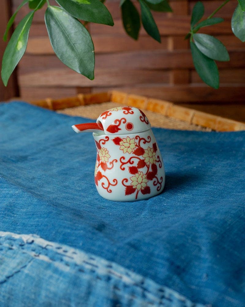 Soy Sauce Dispenser, Small Red and Yellow Sometsuke Karakusa Kawasemi