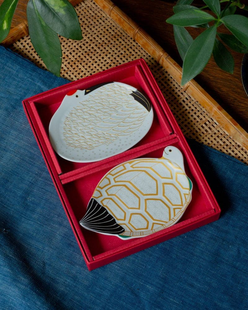 Medium Plate, Tsuru and Kame Set