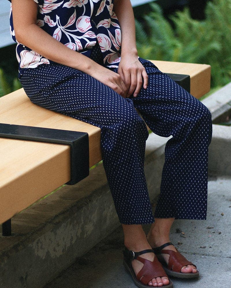 Pants, Kasuri Indigo with White Dash