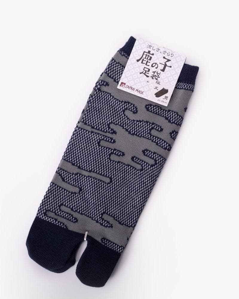 , Tabi Socks, Ankle, Kakure Kanoko Mesh, Indigo and Grey (M/L)
