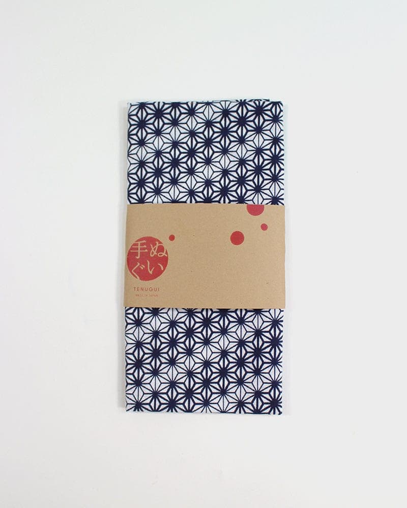 Tenugui, Classic, Komon, Navy Asanoha with Variated Lines