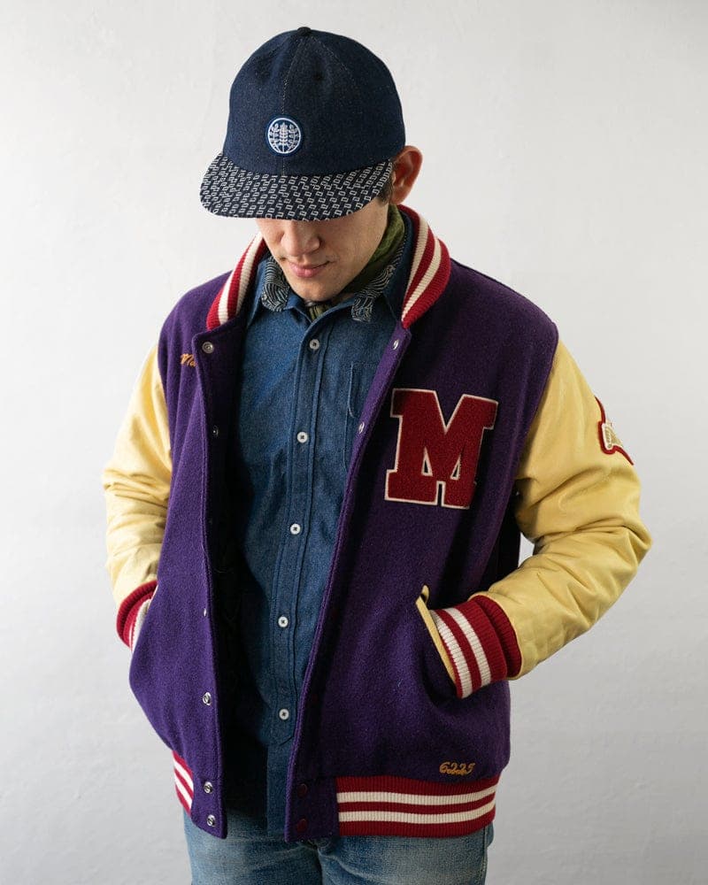 Varsity Jacket, Mack Daddy, Purple and Cream - L