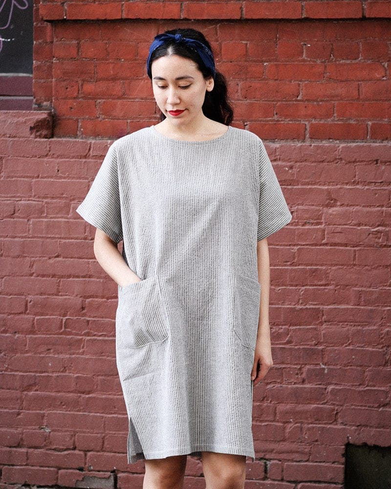Pocket Dress, Oversized, Grey Shima