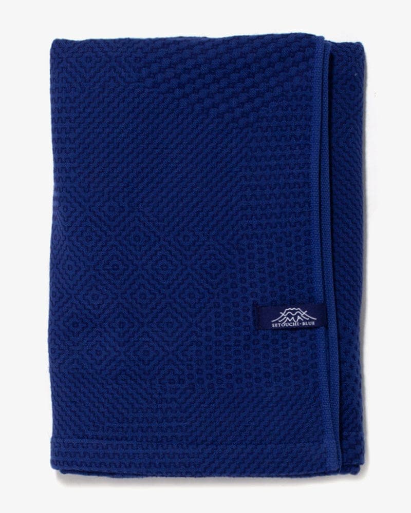 Bath Towel, Blue with Blue Sashiko Stitching