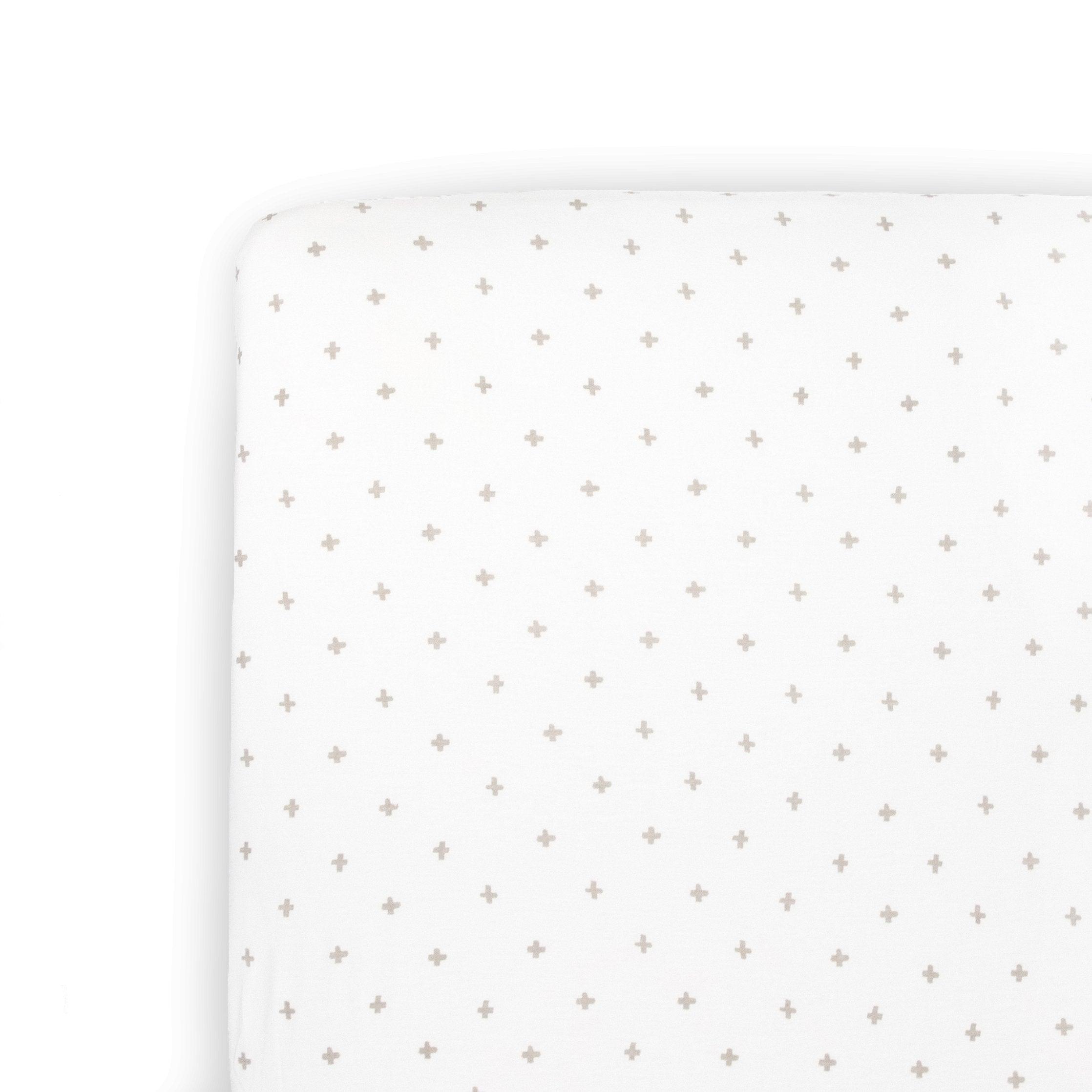 Stretch Knit Crib Sheet - Grey Cross