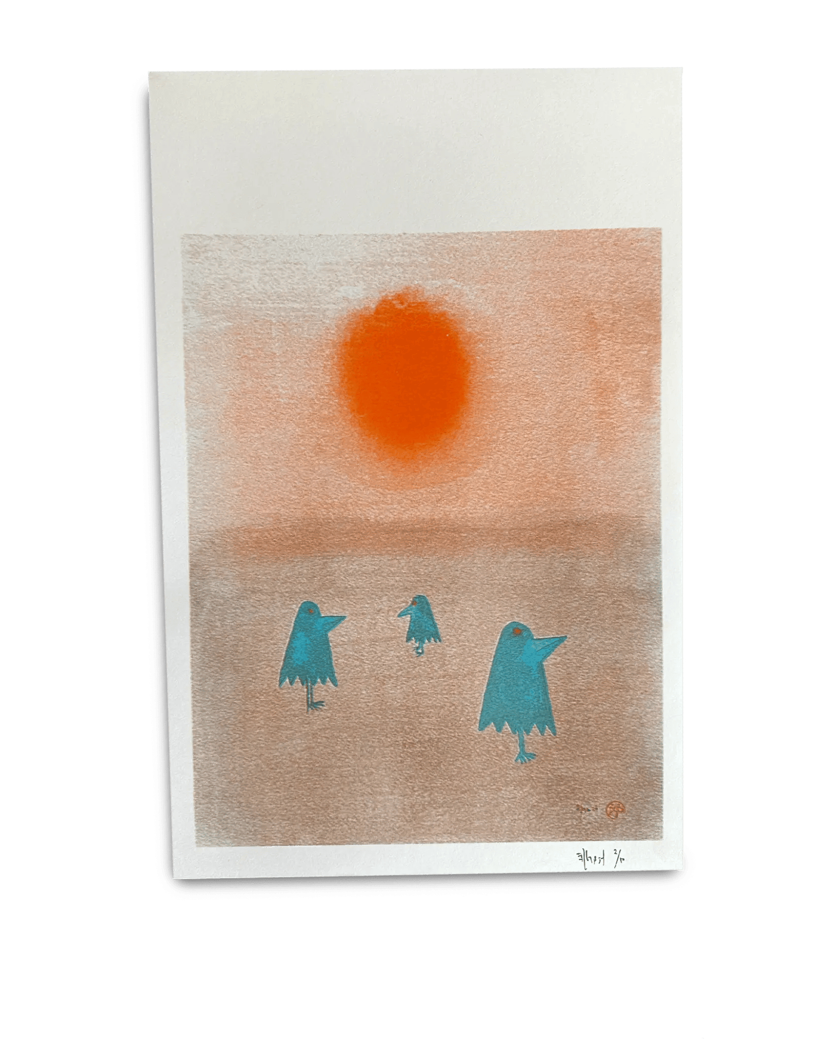 Billy Martin Water Illies Risograph Print - Sunset Birds