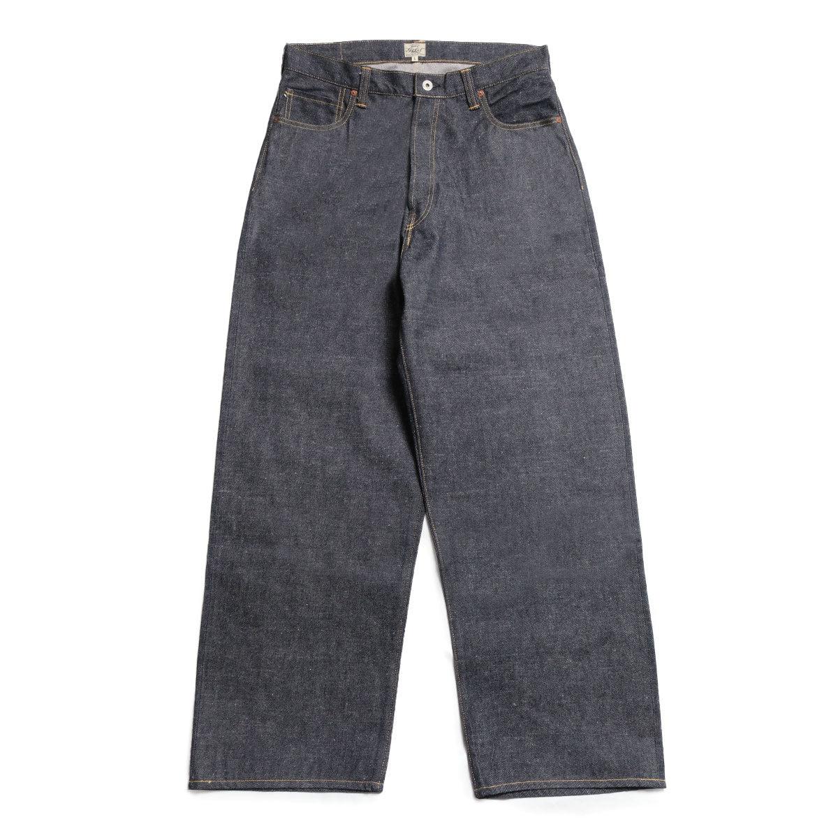 RECYCLED WASTE SUVIN COTTON YARN 14oz. DENIM 5POCKET WIDE PANTS WWⅡ MODEL - GL42675N