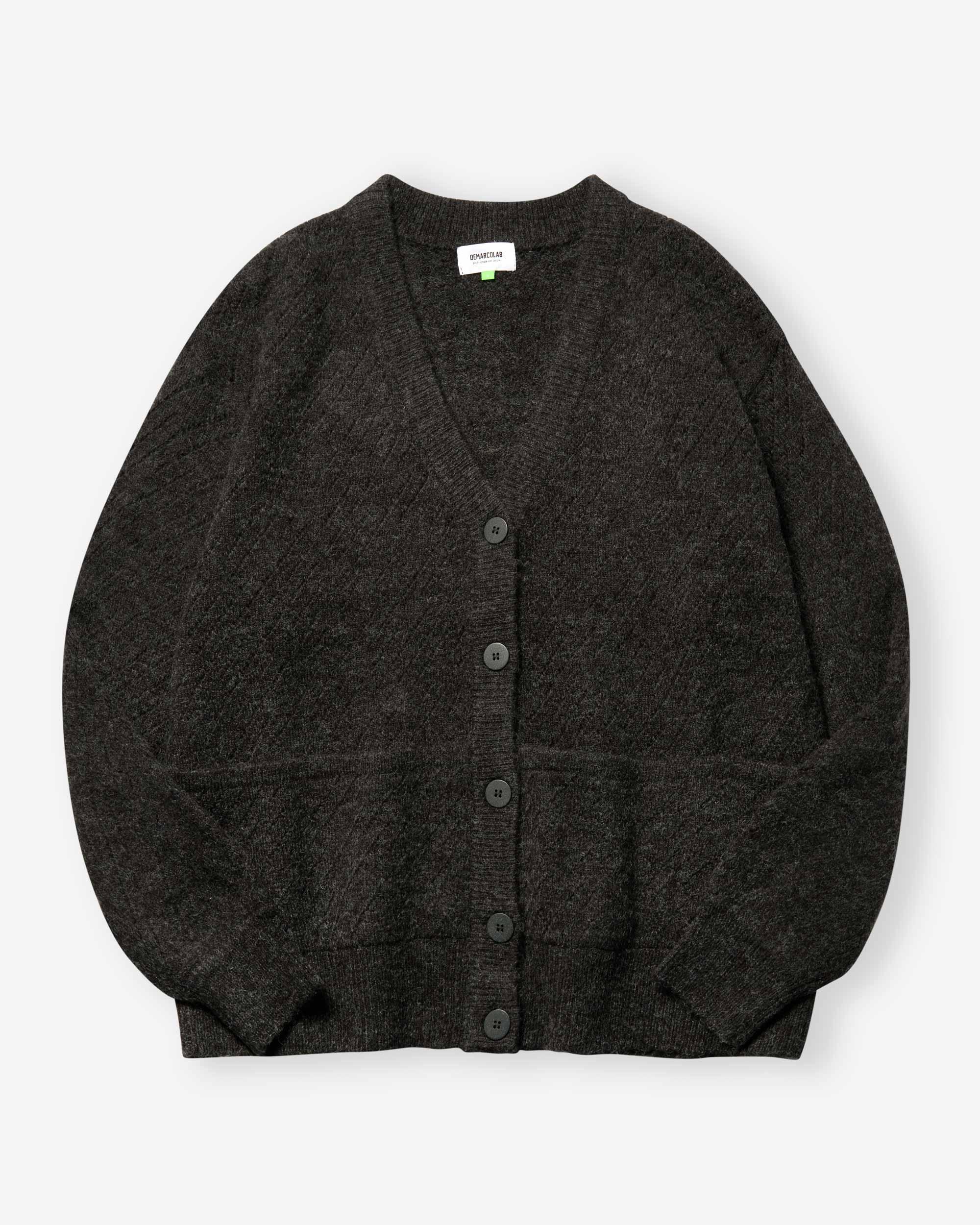 Slash Vent Knit Cardigan - Black