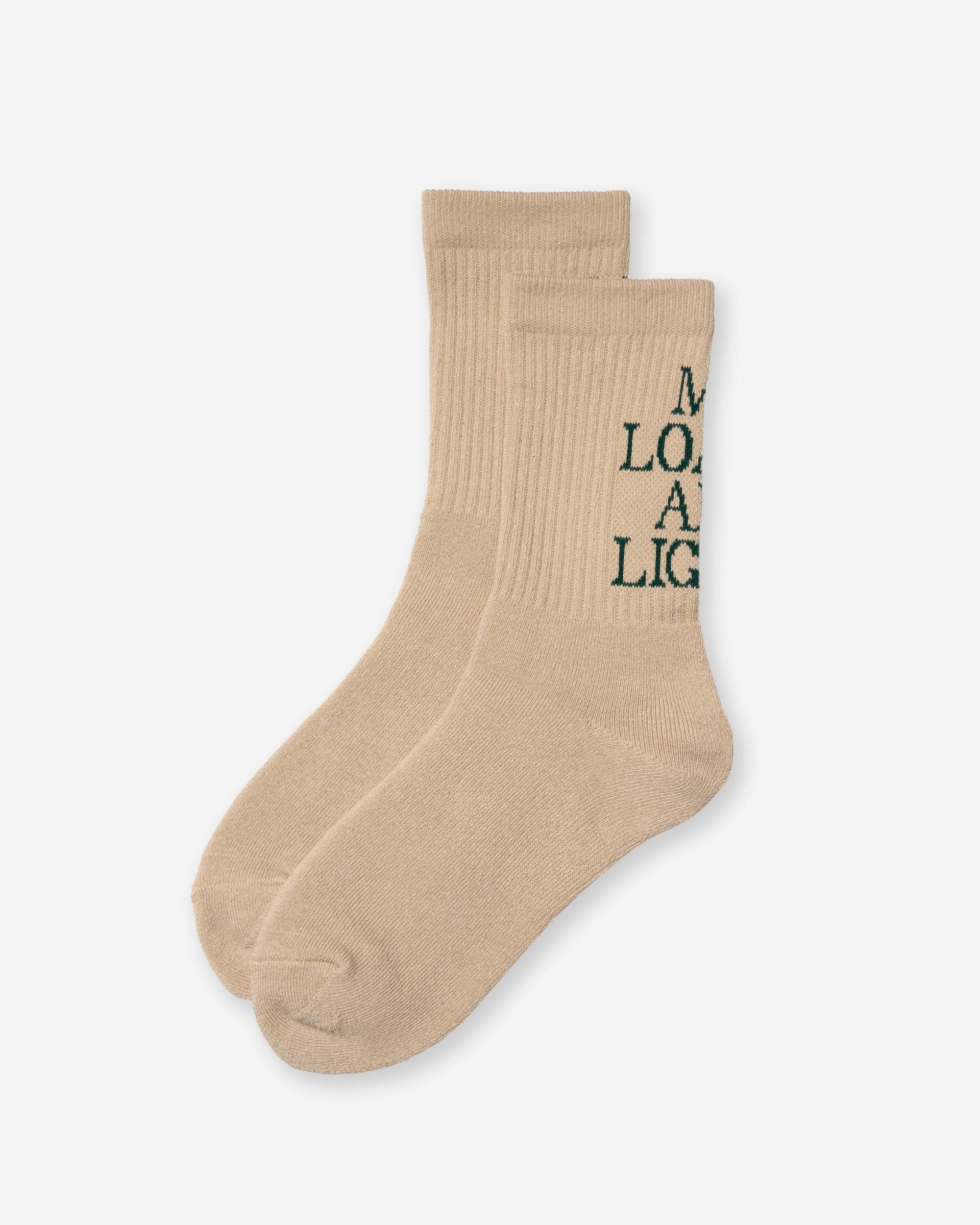 TEXT "M.L.A.L" Socks - Hemp Beige
