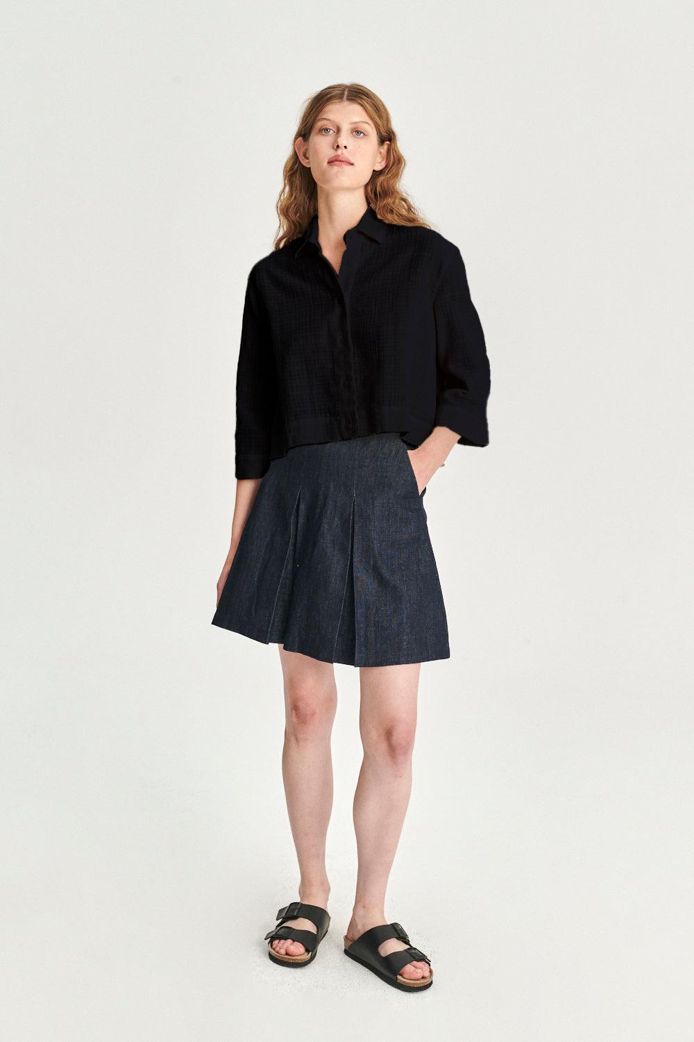 Ellipse Blouse in the Finest Black Airy Portuguese Cotton