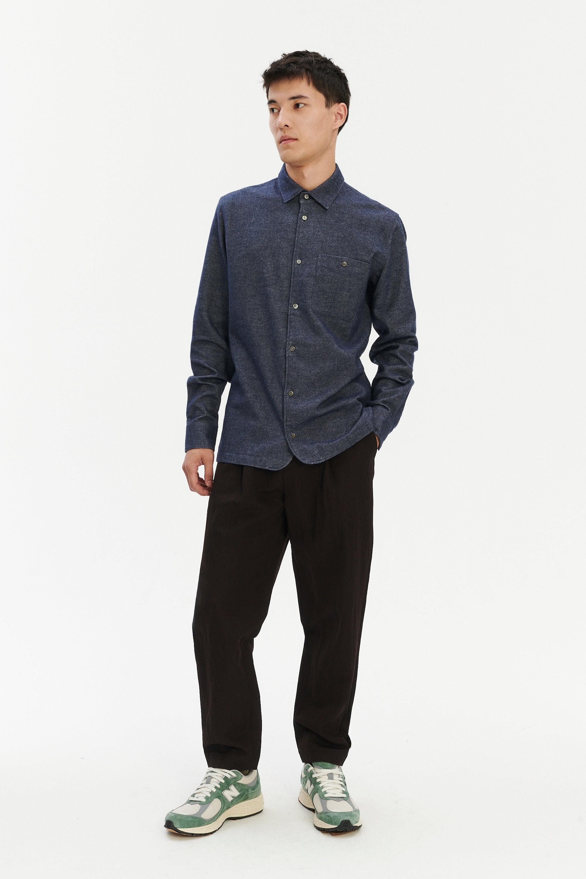 Strong Shirt in a Japanese Blend of Organic Cotton & Yak – Indigo