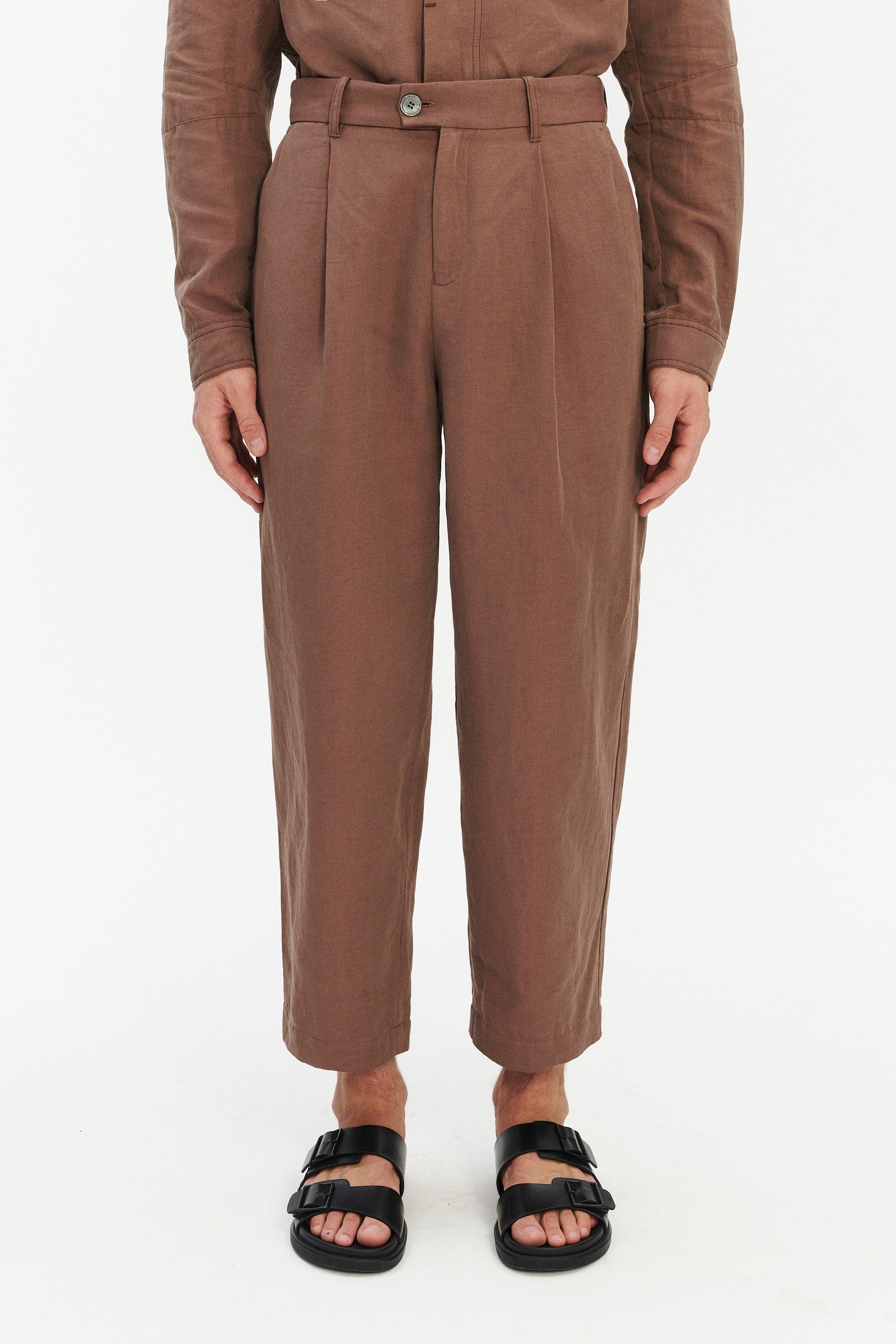 Amsterdam Trousers in a Cinamon Brown Italian Cotton