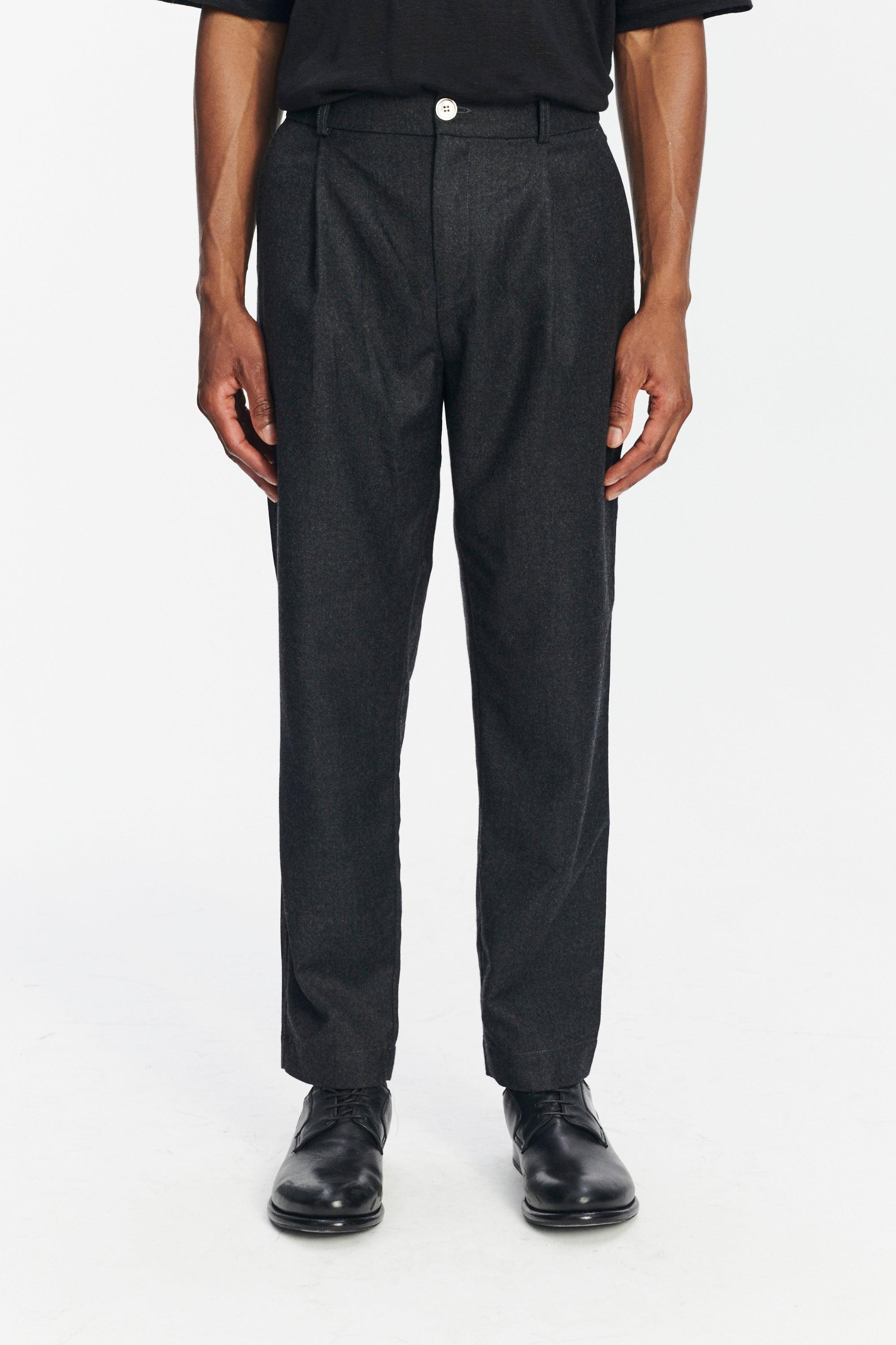 Genuine Trousers in the Finest Dark Grey Virgin Wool from Giuseppe Botto