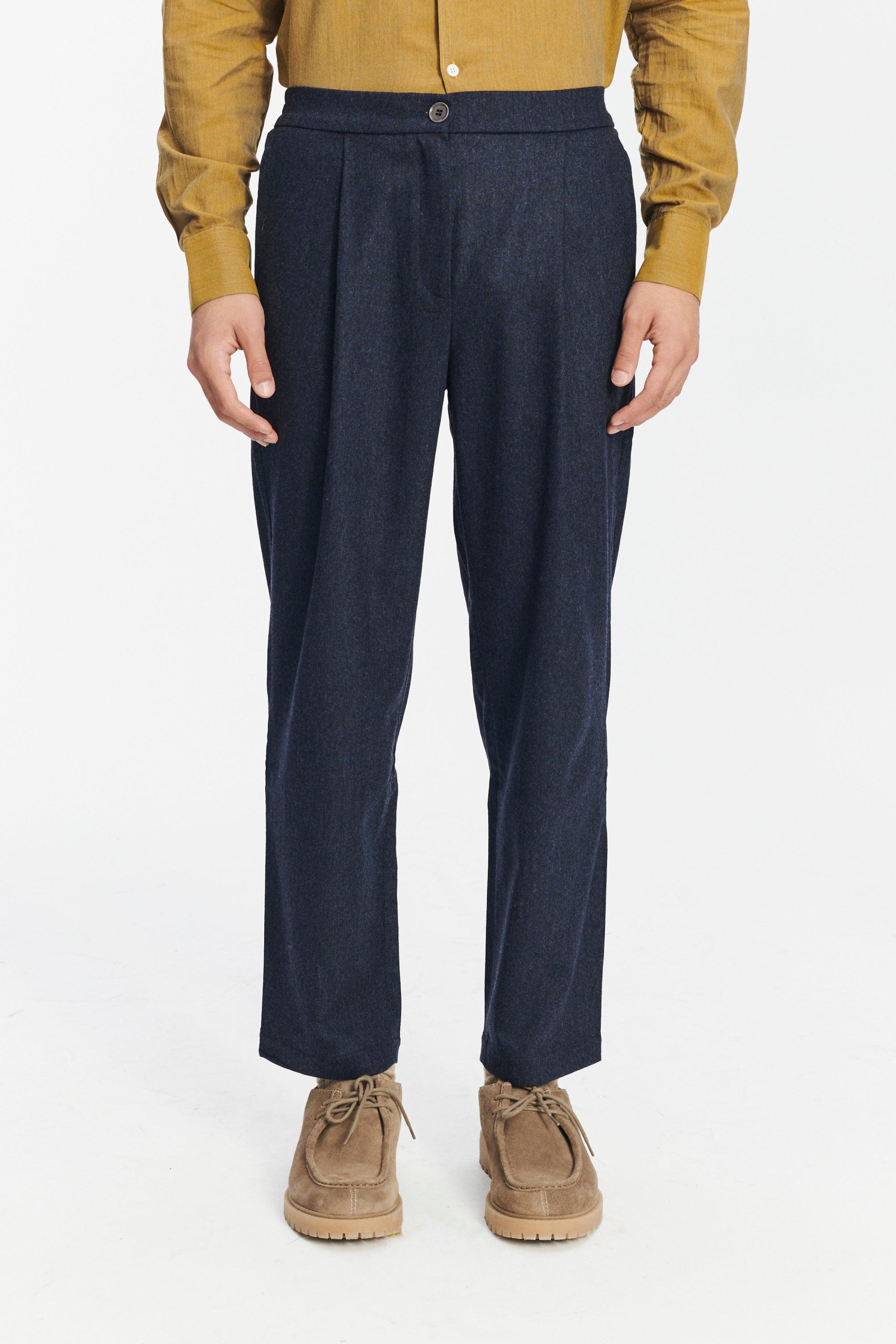 Genuine Trousers in the Finest Navy Blue Italian Virgin Wool and Cashmere