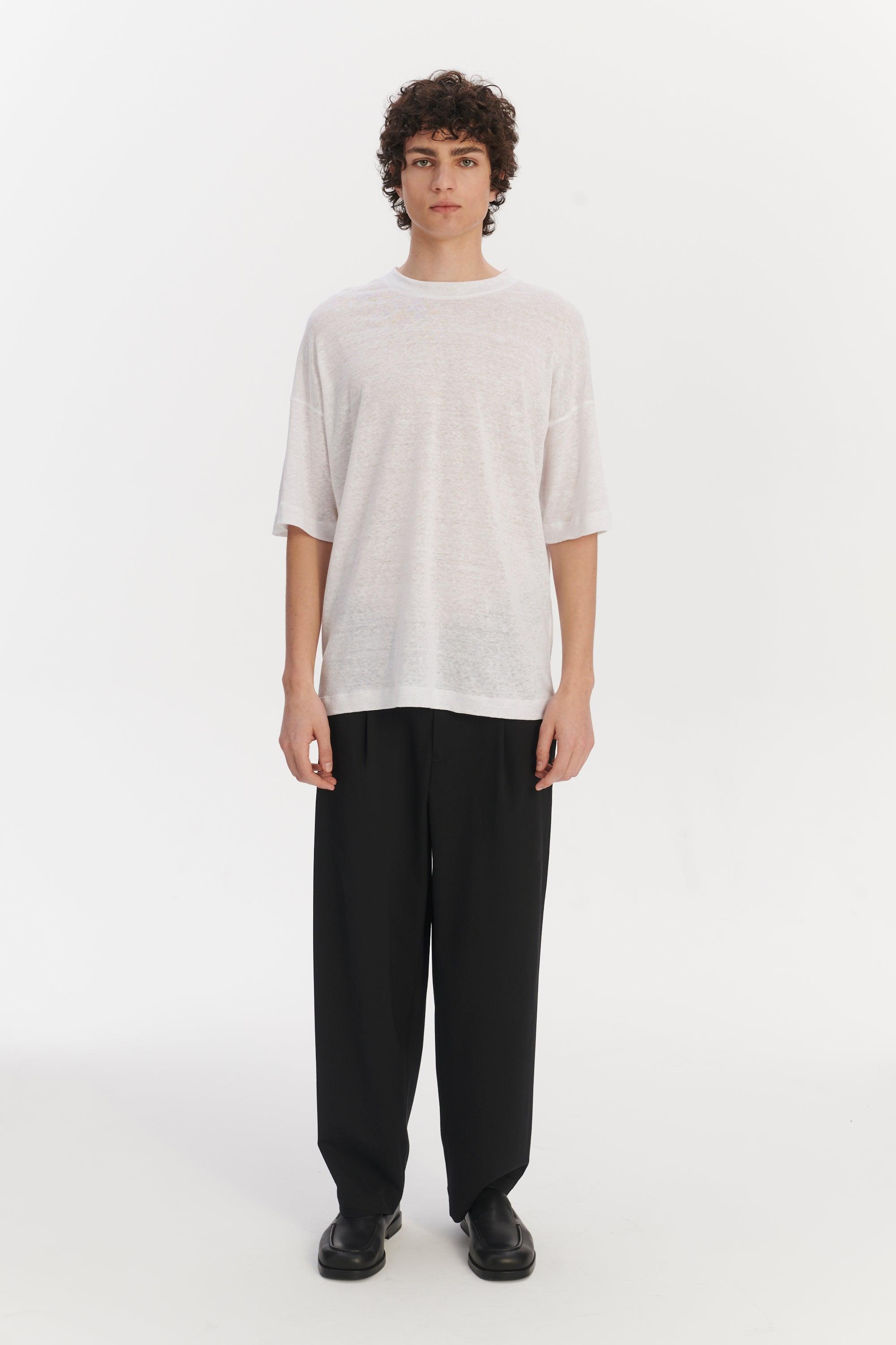 T-Shirt in a White Airy Lithuanian Pure Linen Jersey