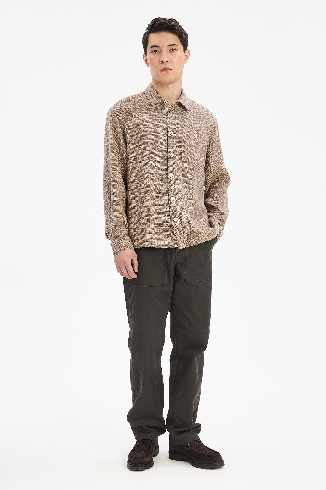 Architect's Shirt in Rusty Brown Structural Blend of Cotton and Hemp