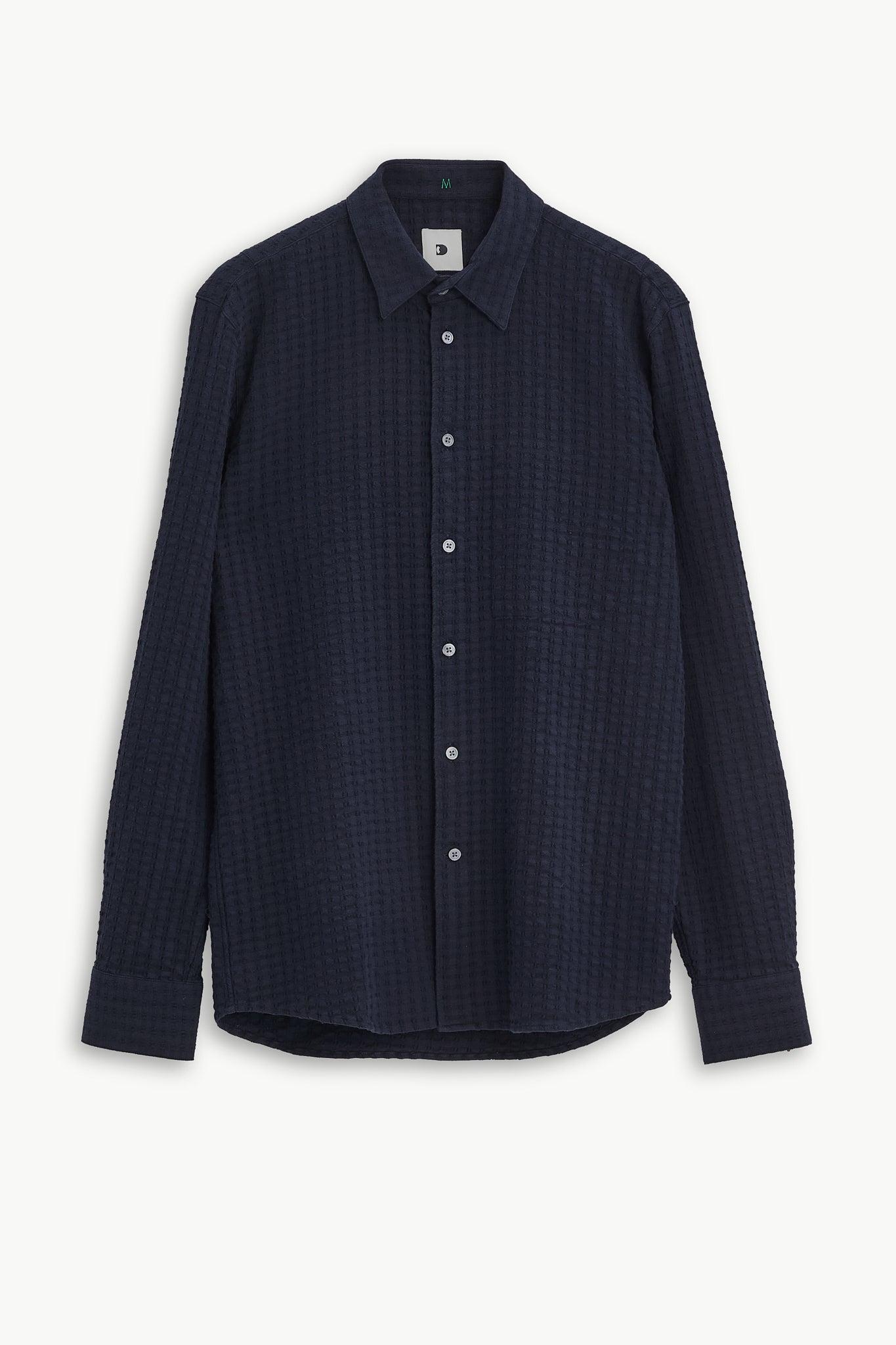 Feel Good Shirt in Navy Structured Portuguese Cotton